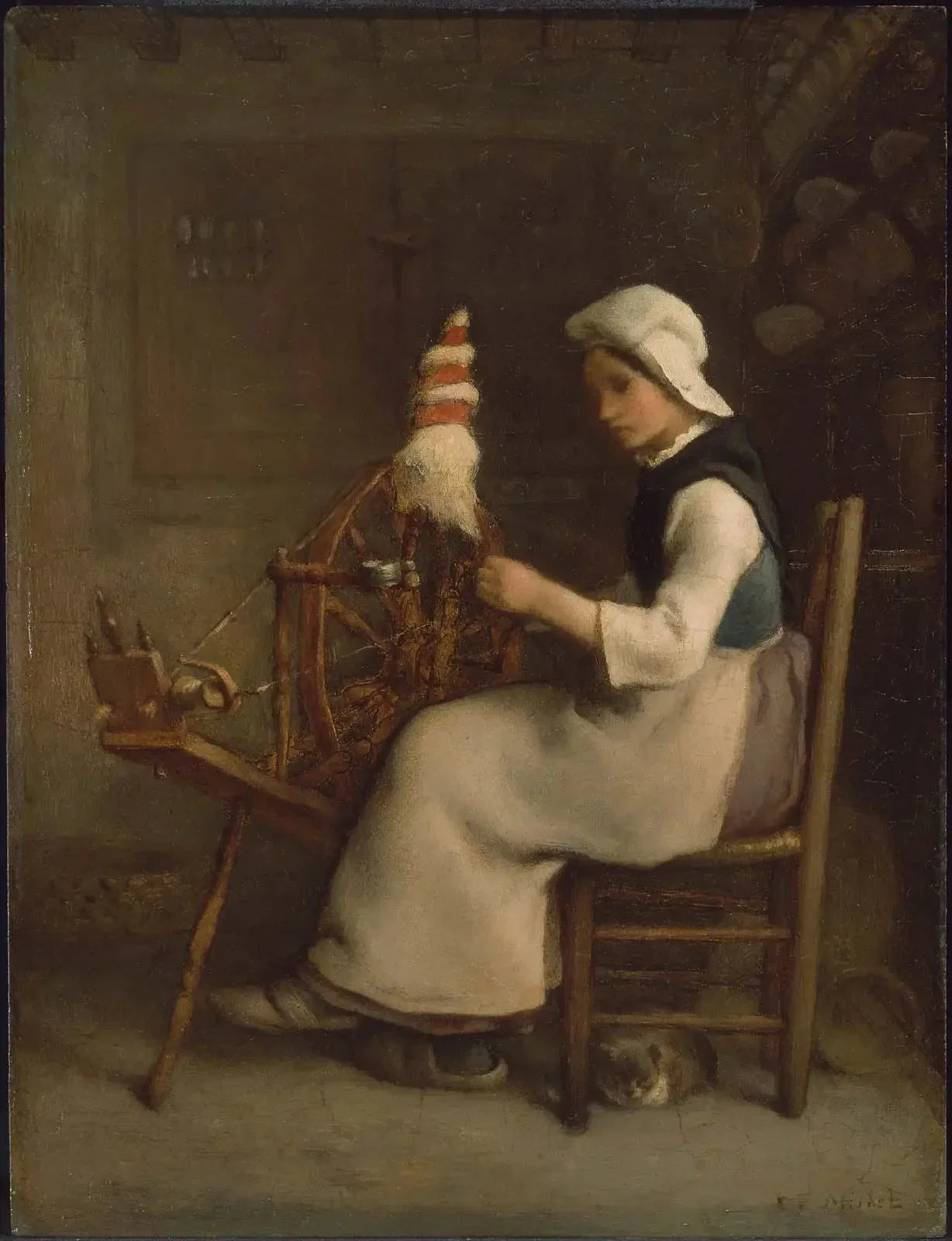 Fileur assis (Emélie Millet) - Jean-François Millet image 1 tableau peint à l’huile sur toile