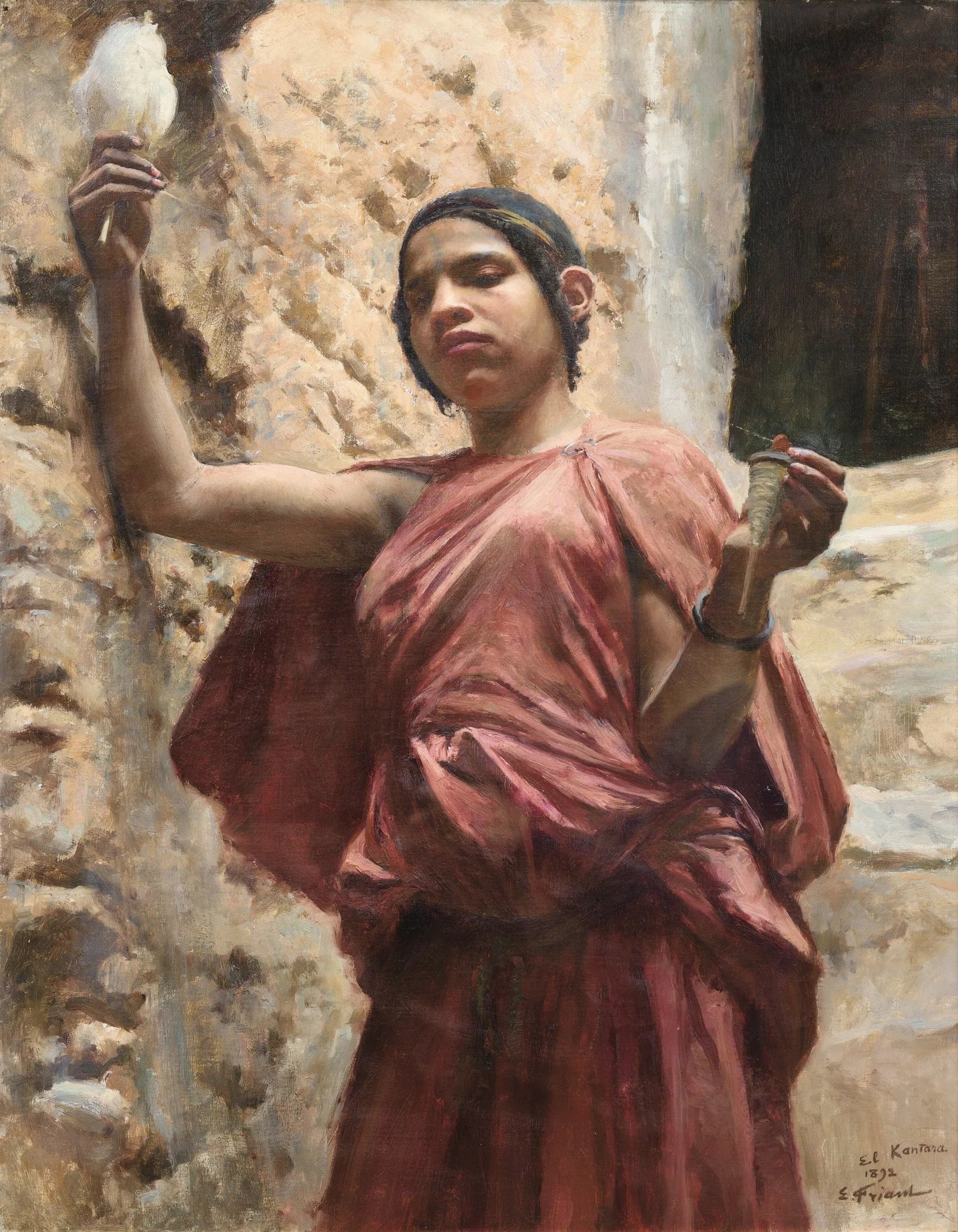 Fileuse à El Kantara - Émile Friant image 1 tableau peint à l’huile sur toile