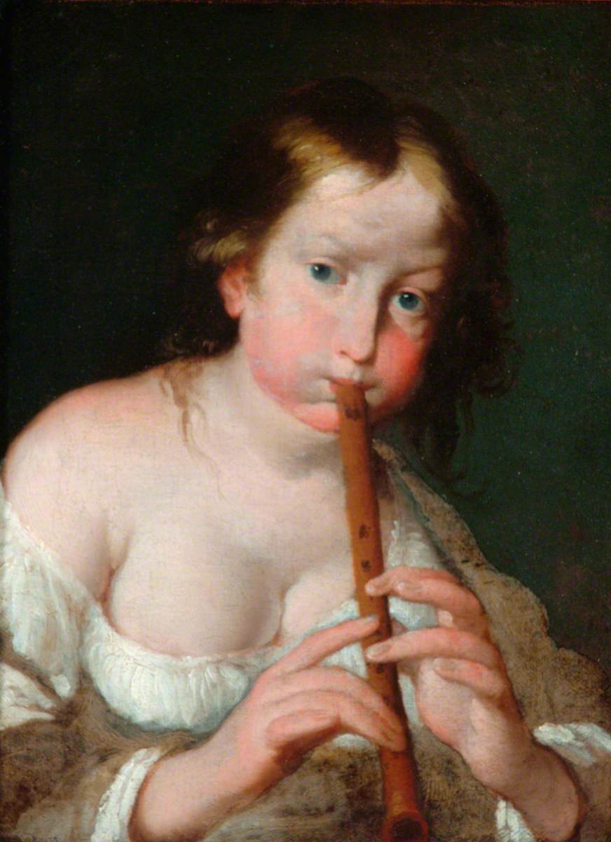 Fille à la flûte - Bernardo Strozzi image 1 copie de tableau peinte à la main