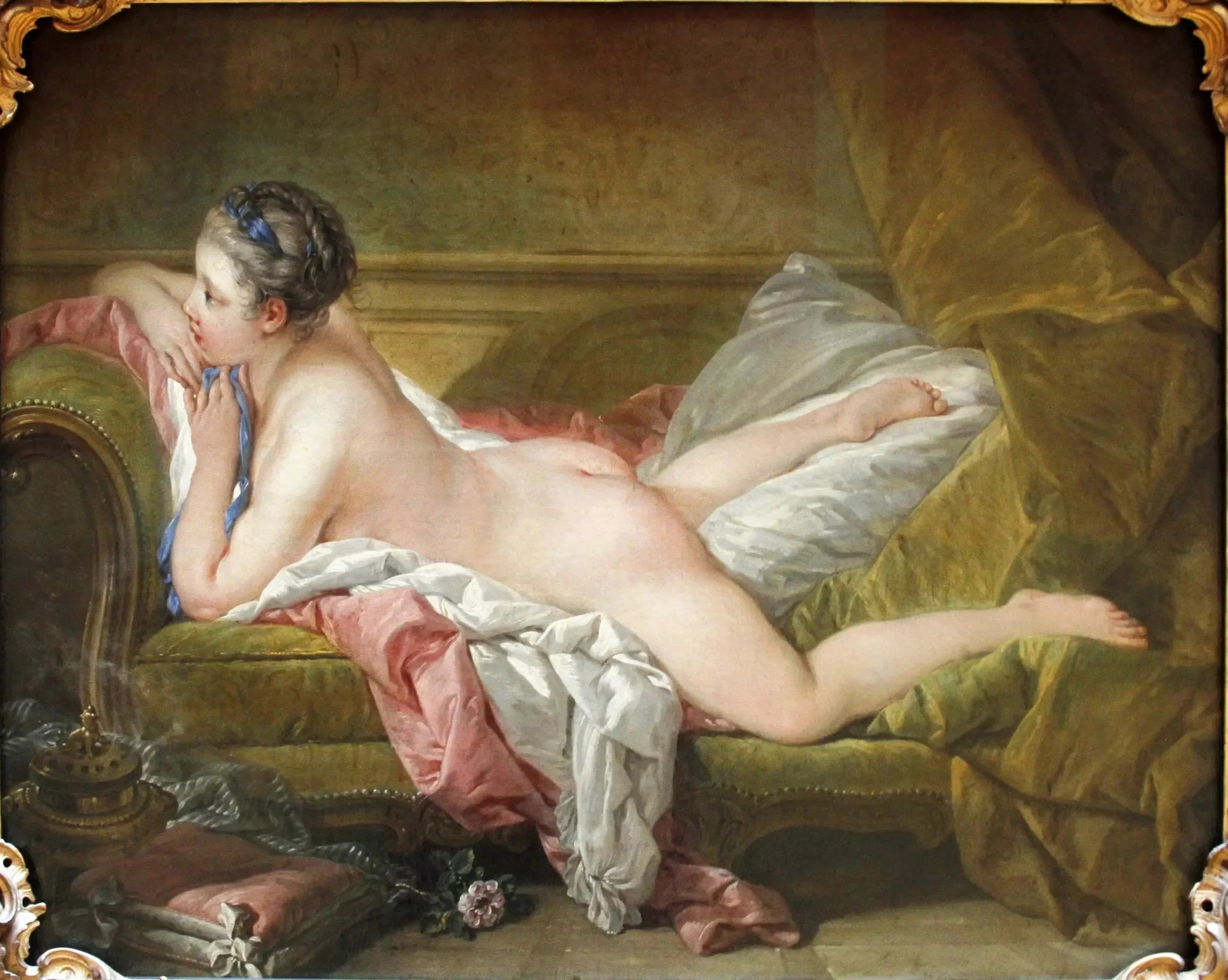 Fille allongée - François Boucher image 1 reproduction de peinture à l’huile