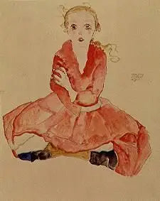 Fille assise (Sitzendes Mädchen) - Egon Schiele