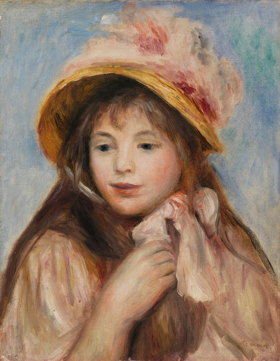 Fille au bonnet rose (Jeune fille au chapeau rose) - Pierre-Auguste Renoir
