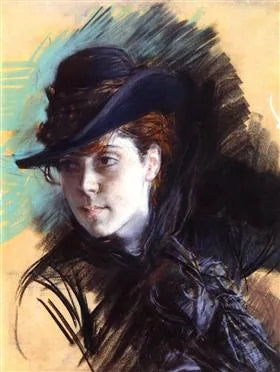 Fille au chapeau noir - Giovanni Boldini image 1 reproduction réalisée par Alpha Reproduction