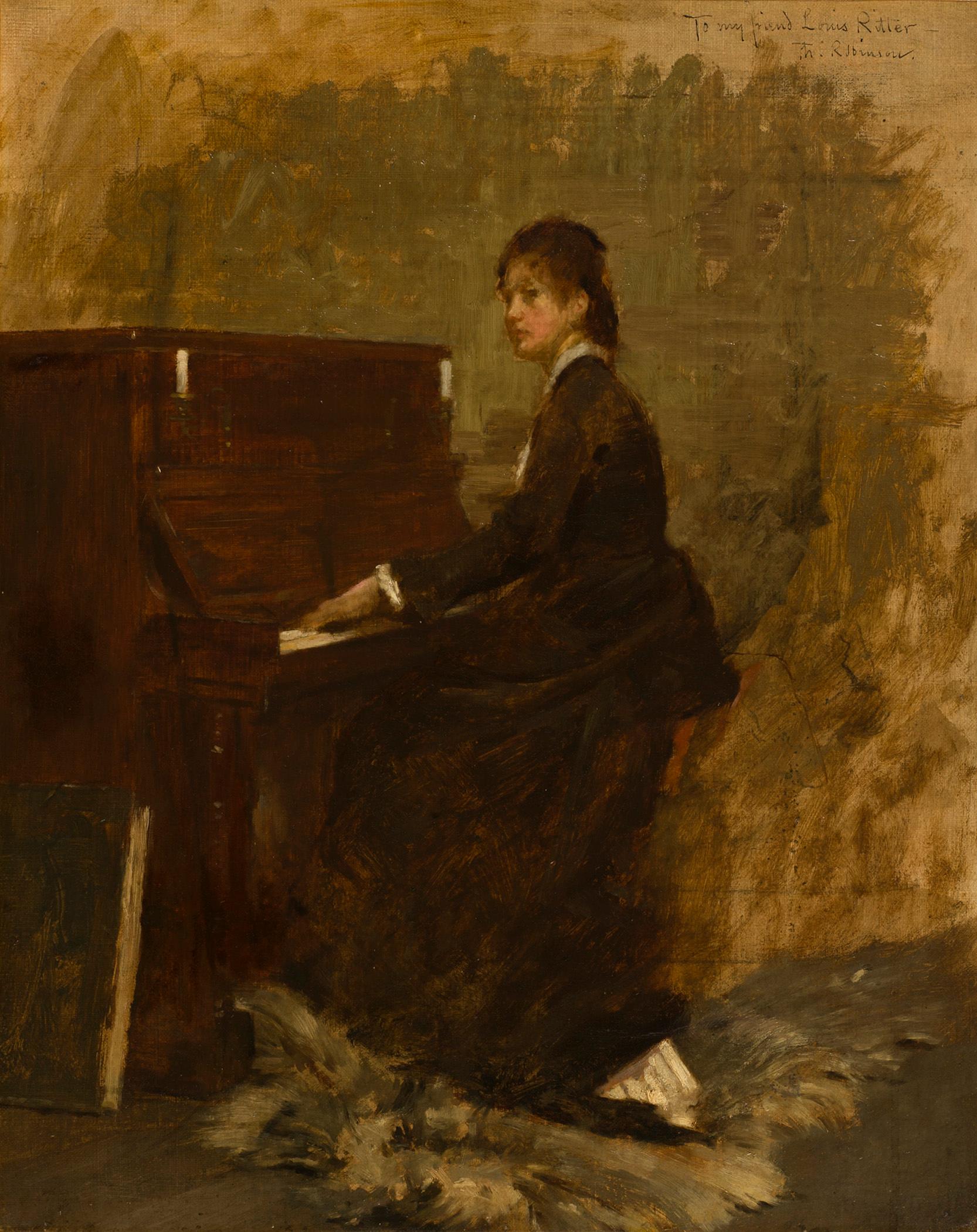 Fille au piano - Theodore Robinson image 1 copie de tableau peinte à la main