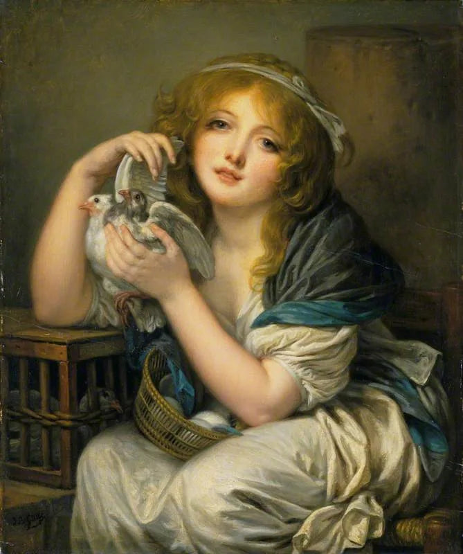 Fille aux colombes - Jean-Baptiste Greuze image 1 copie de tableau peinte à la main