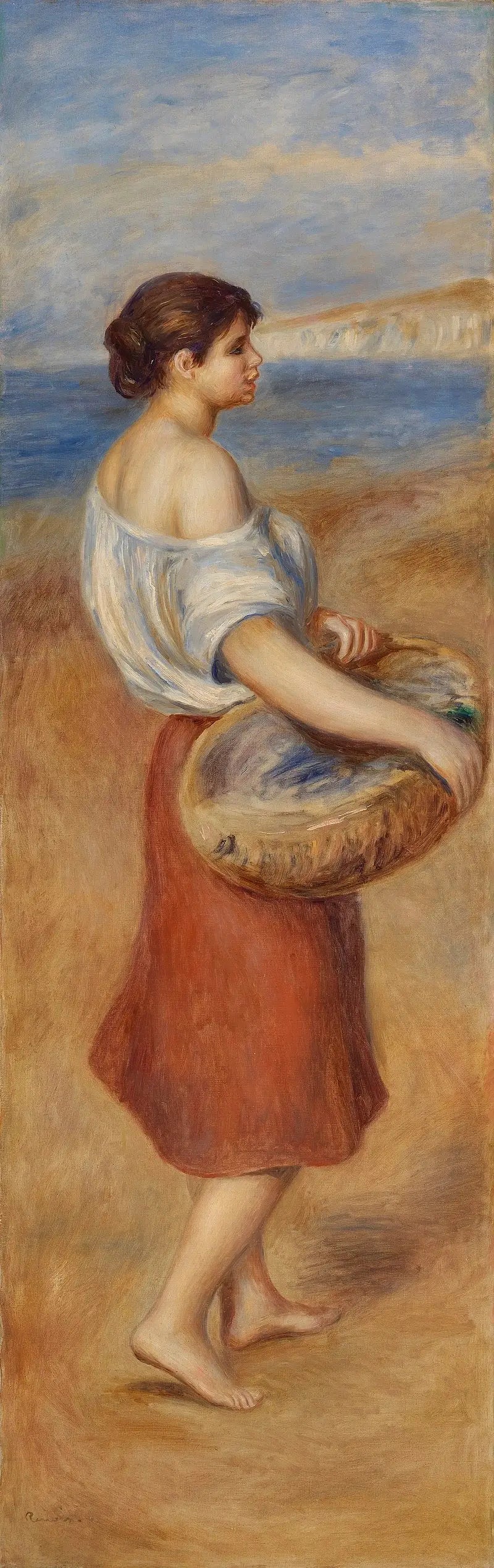 Fille avec panier de poissons (Pêcheuse de poissons) - Pierre-Auguste Renoir image 1 reproduction artisanale de tableau