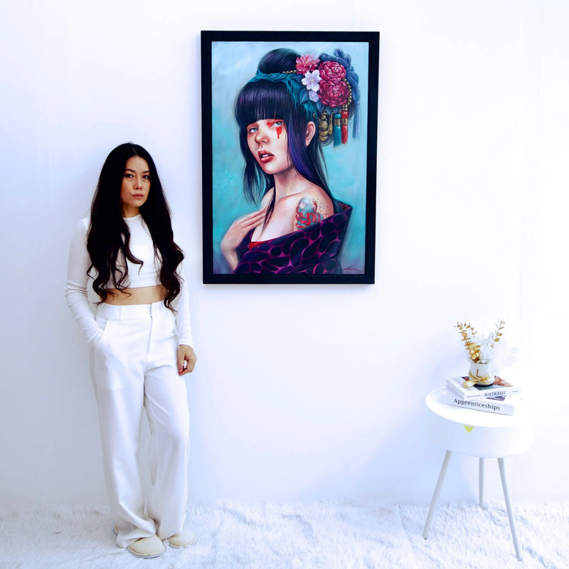 Fille avec un Chignon Floral | 60 x 90 cm