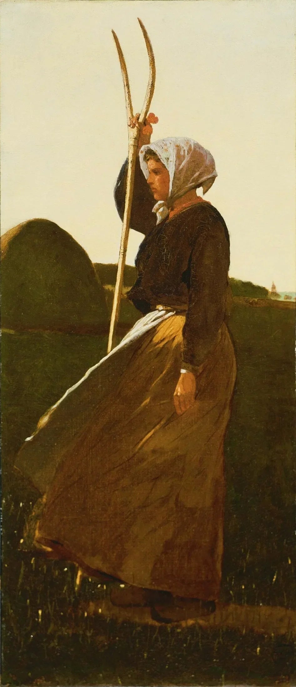 Fille avec une fourche - Winslow Homer image 1 copie peinte à la main à l’huile