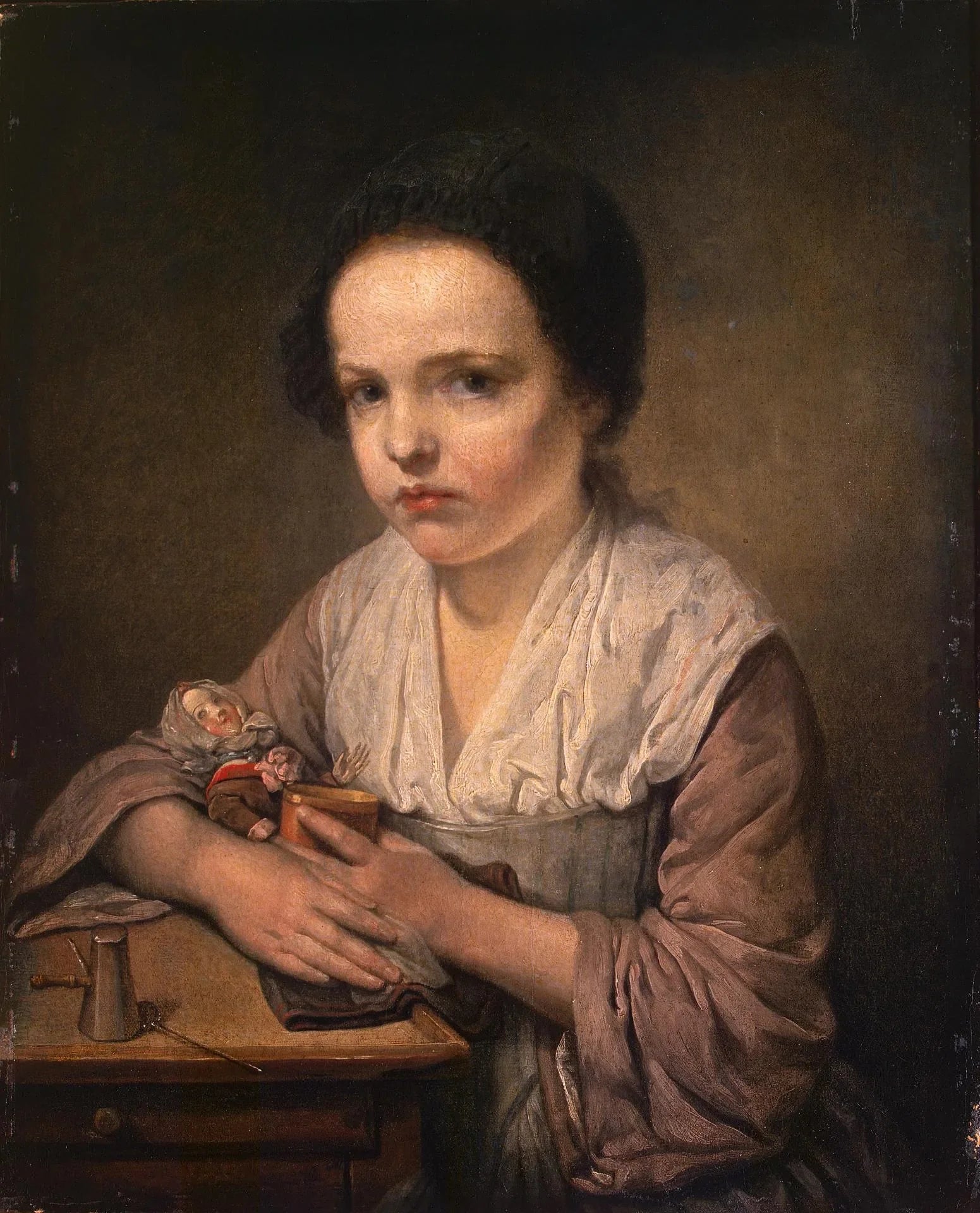 Fille avec une poupée - Jean-Baptiste Greuze image 1 copie peinte à la main à l’huile