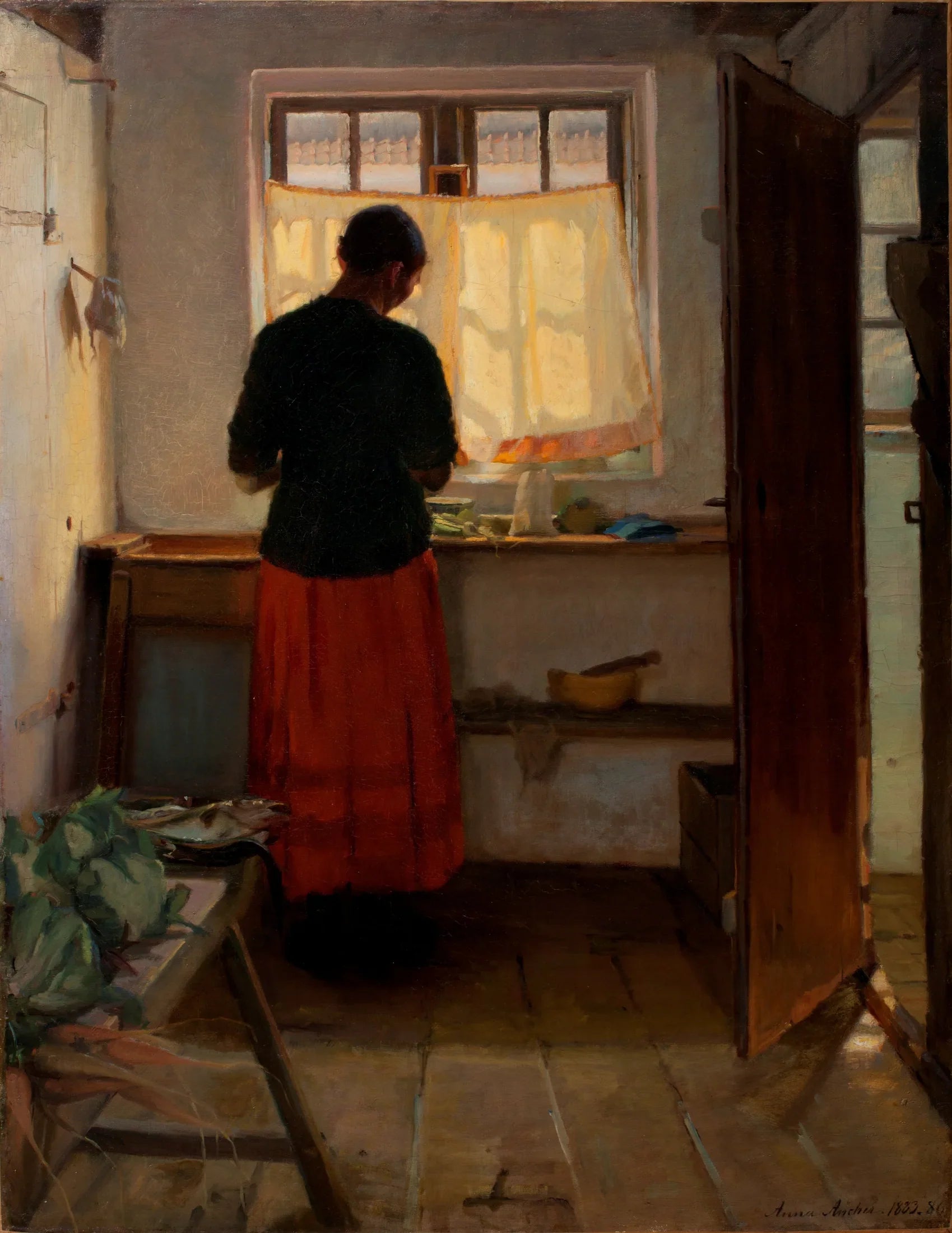 Fille dans la cuisine - Anna Ancher image 1 tableau peint à l’huile sur toile