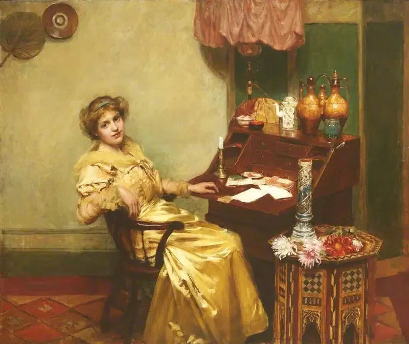 Fille dans un bureau - William Merritt Chase image 1 tableau peint à l’huile sur toile