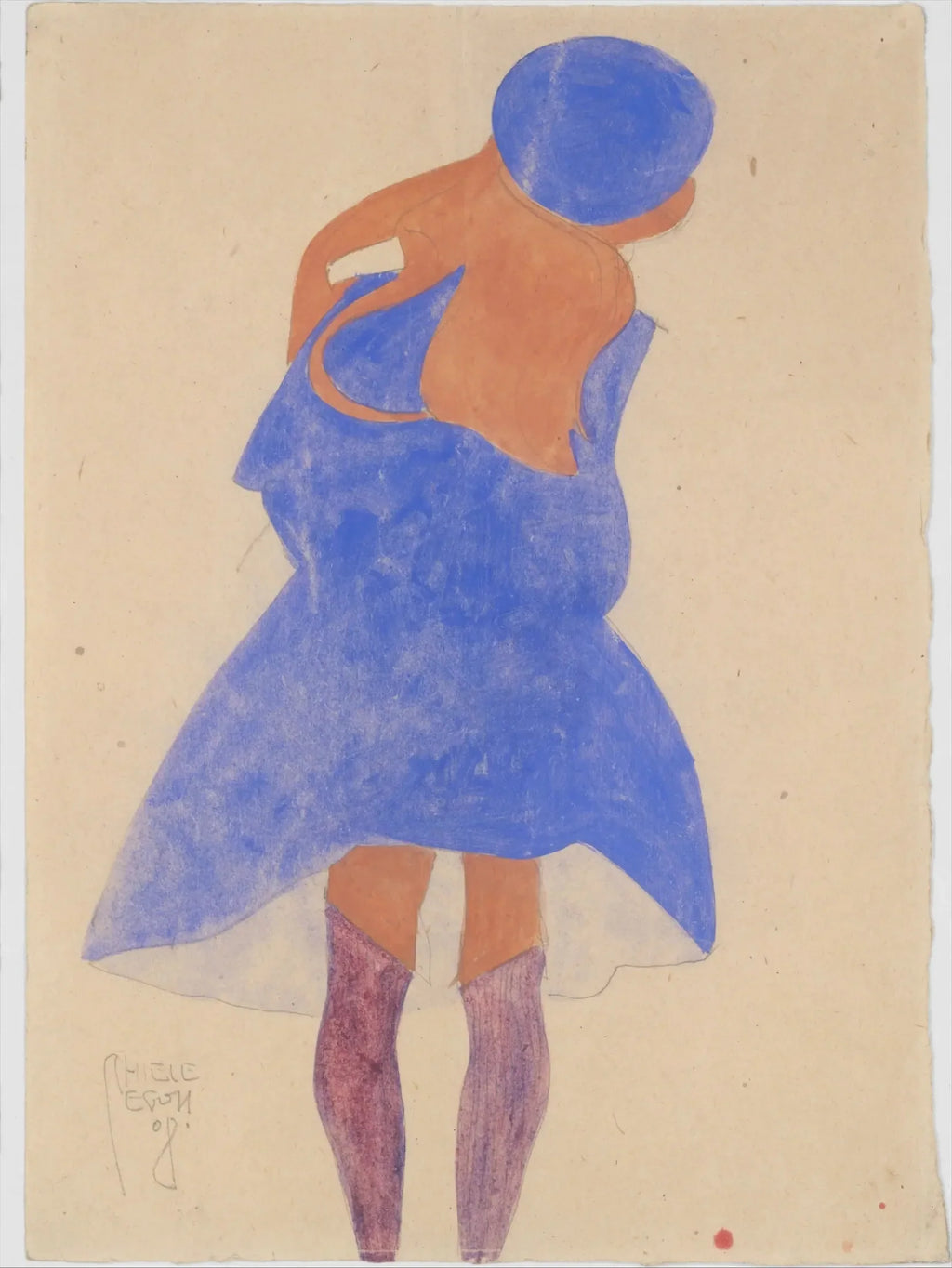 Fille debout, vue de dos - Egon Schiele image 1 reproduction réalisée par Alpha Reproduction