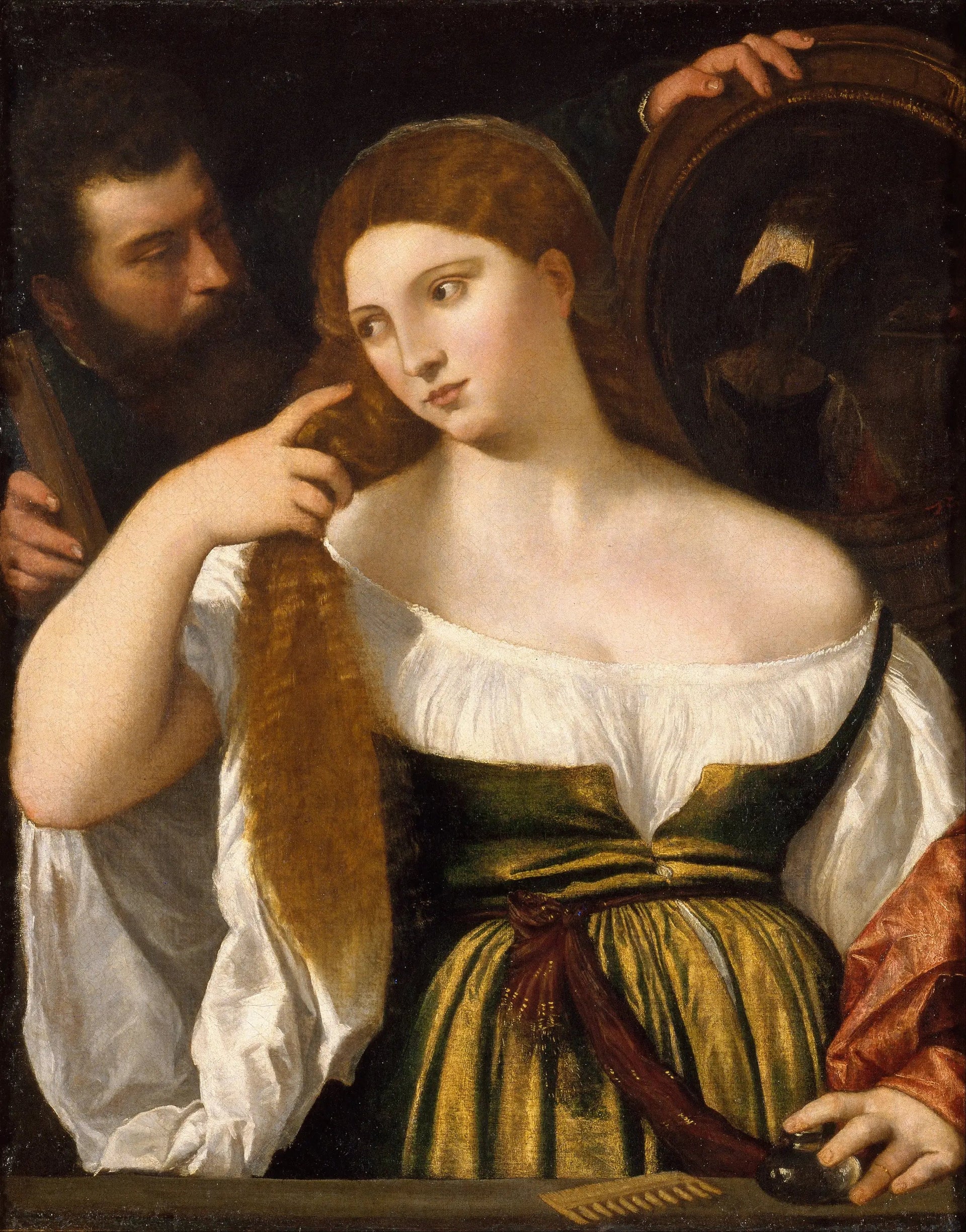 Fille devant le miroir - Titian image 1 reproduction artisanale de tableau