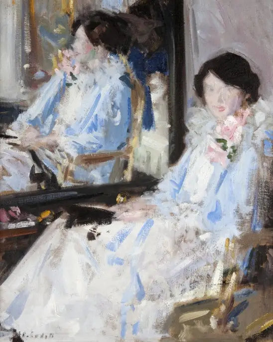 Fille en bleu - Réflexions - Francis Cadell image 1 reproduction de peinture à l’huile