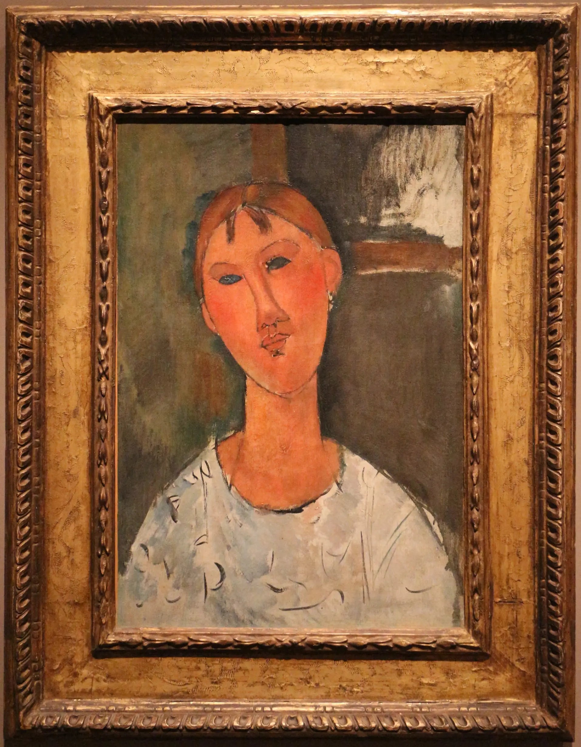 Fille en chemisier blanc - Amedeo Modigliani image 1 copie de tableau peinte à la main