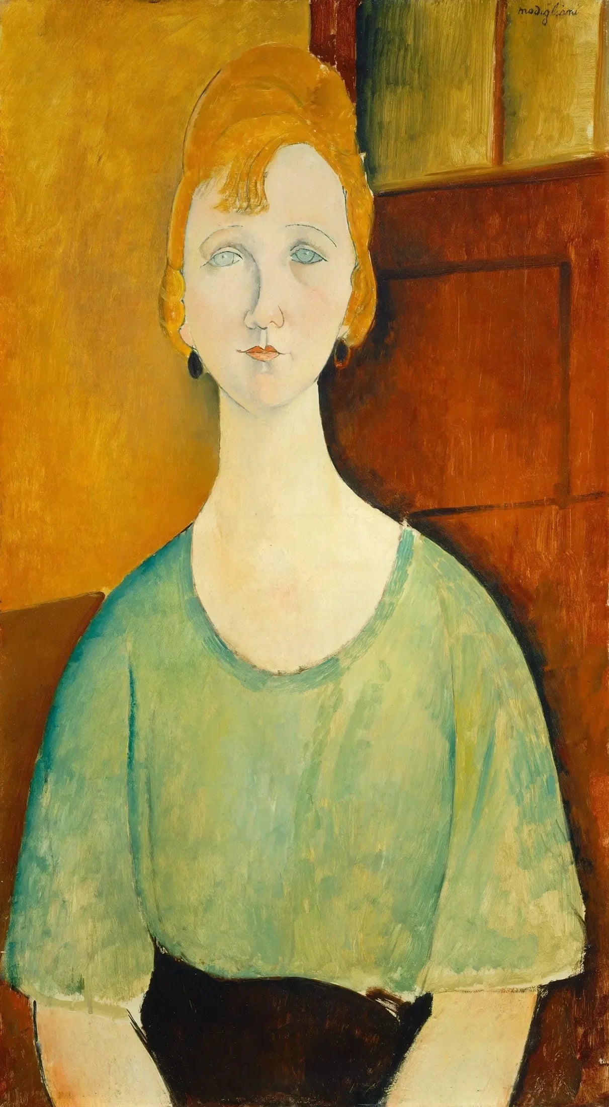 Fille en chemisier vert - Amedeo Modigliani image 1 tableau peint à l’huile sur toile
