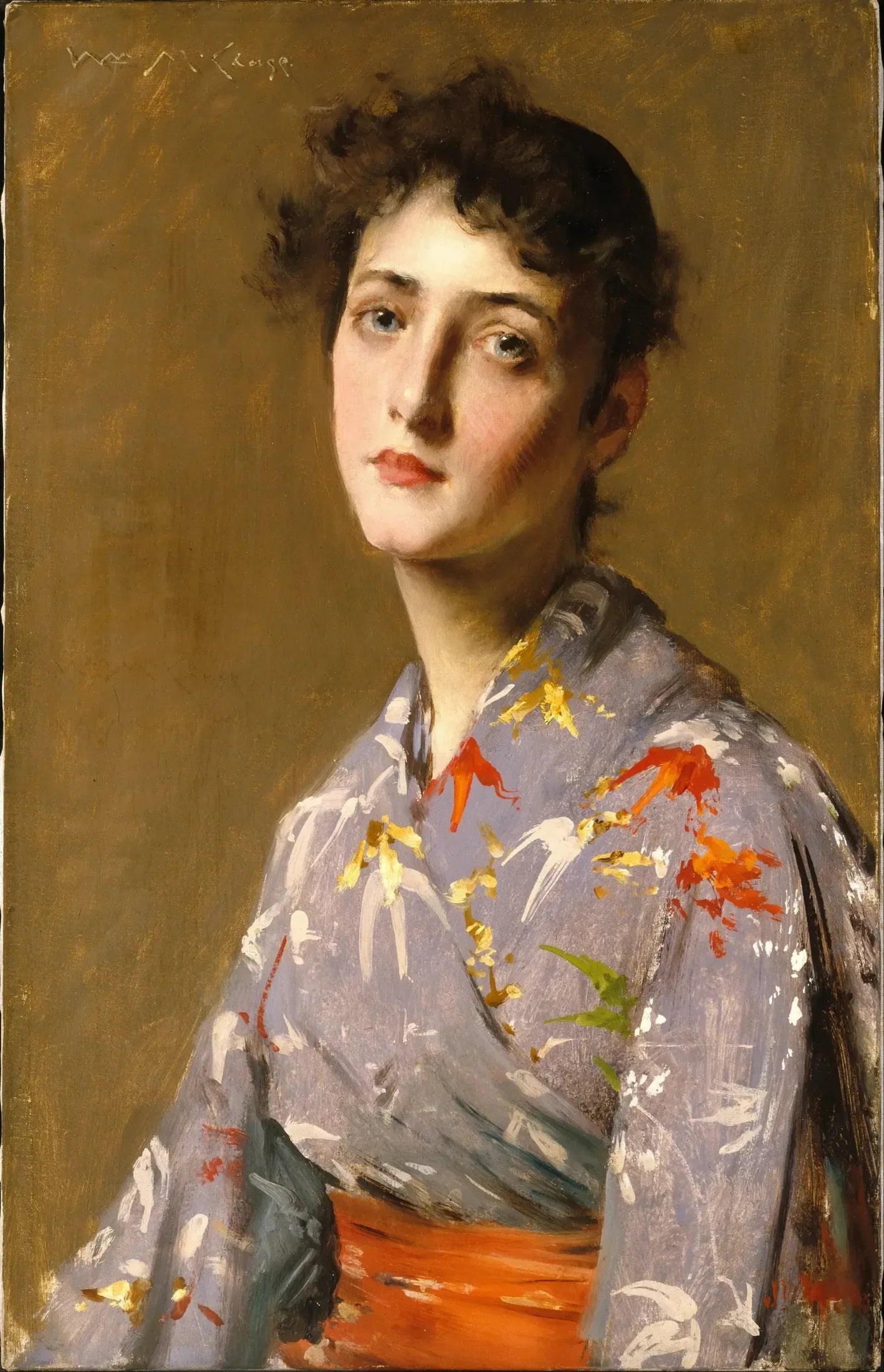 Fille en costume japonais - William Merritt Chase image 1 copie de tableau peinte à la main
