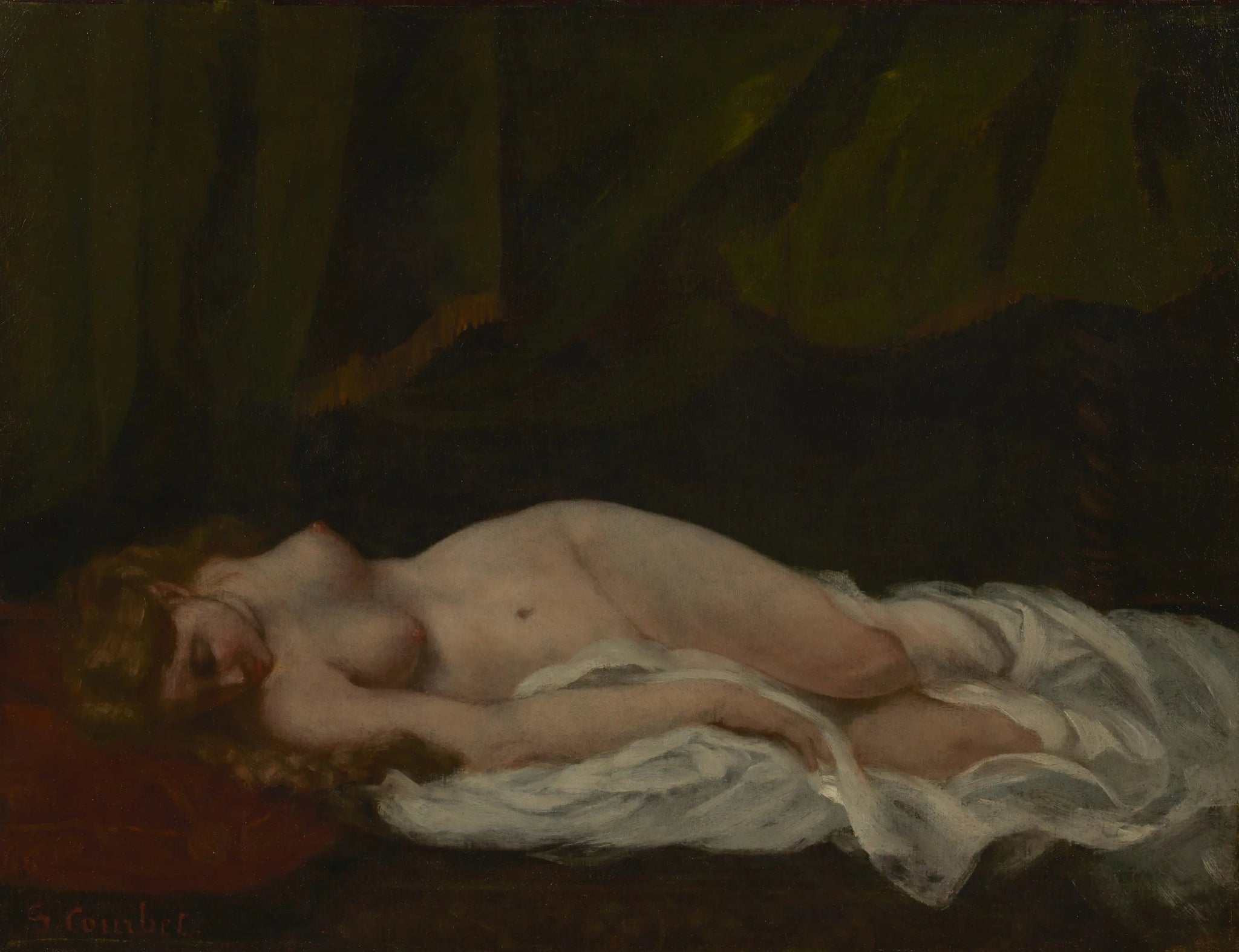 Fille endormie - Gustave Courbet image 1 tableau peint à l’huile sur toile
