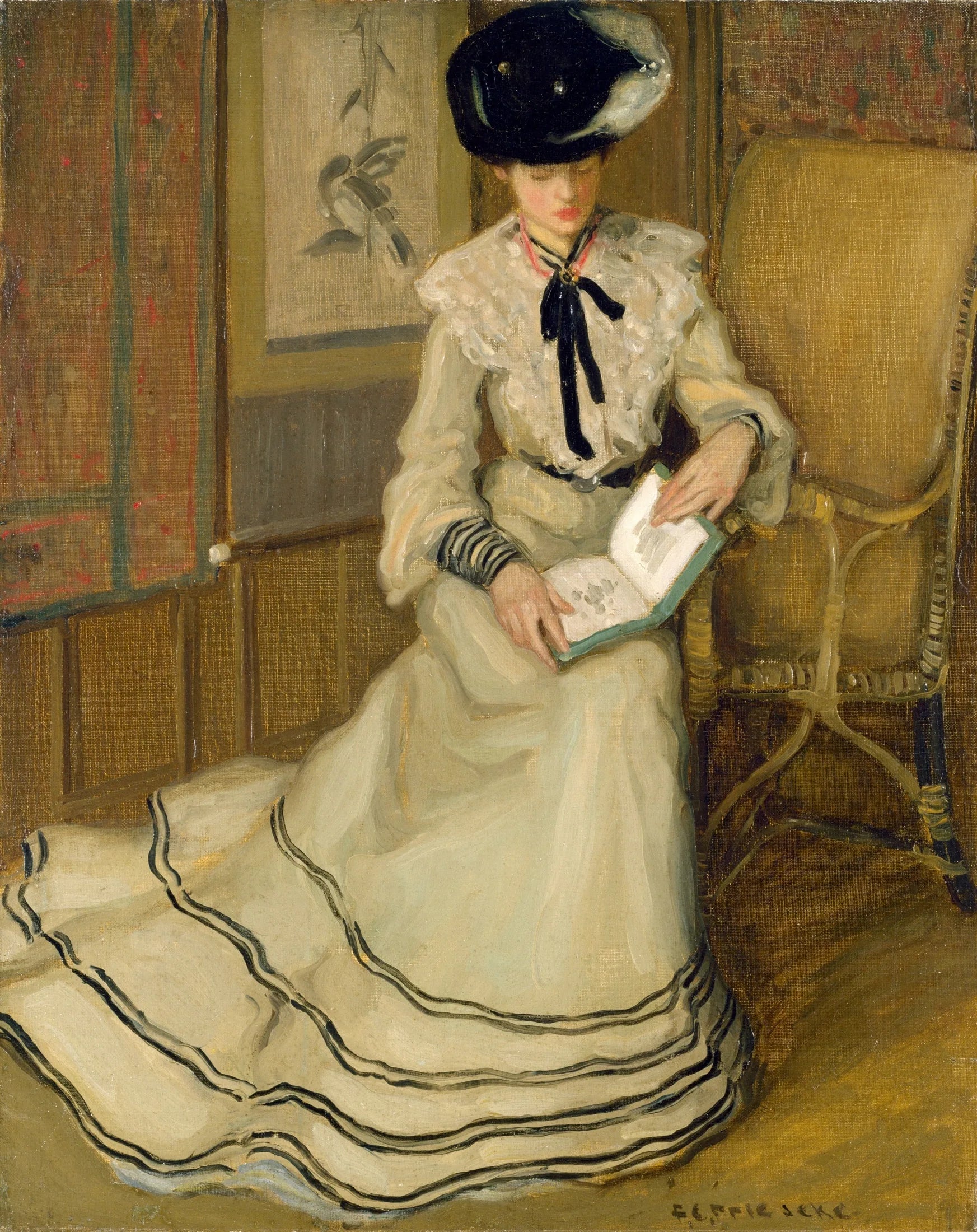 Fille lisant - Frederick Carl Frieseke image 1 copie de tableau peinte à la main