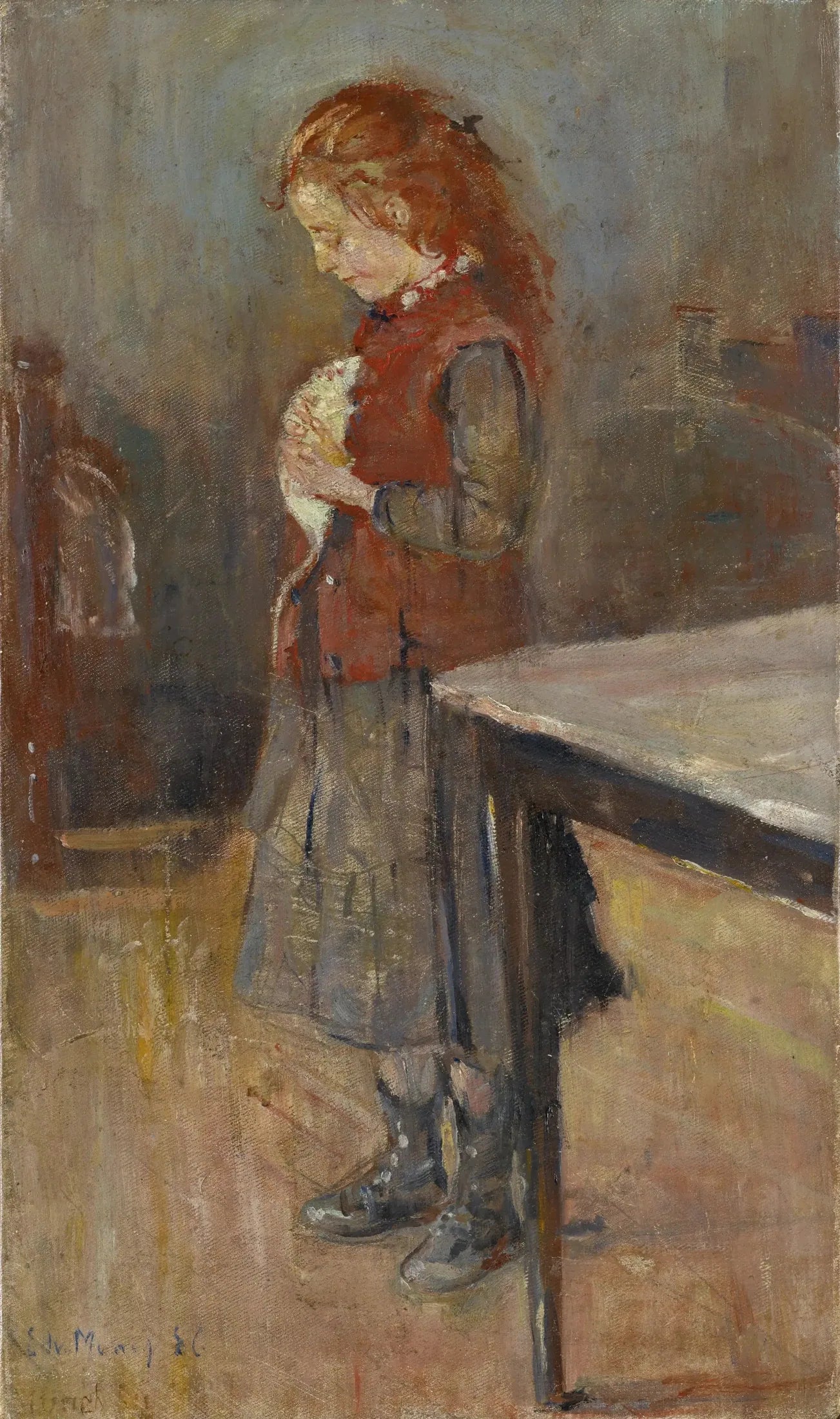 Fille rousse au rat blanc - Edvard Munch image 1 reproduction d’œuvre d’art à l’huile