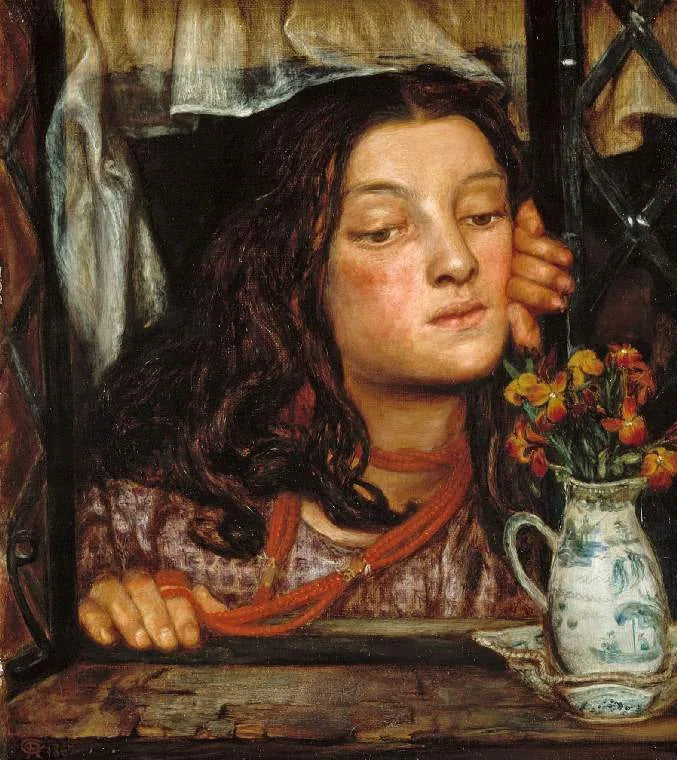 Fille sur un treillis - Dante Gabriel Rossetti image 1 tableau peint à l’huile sur toile