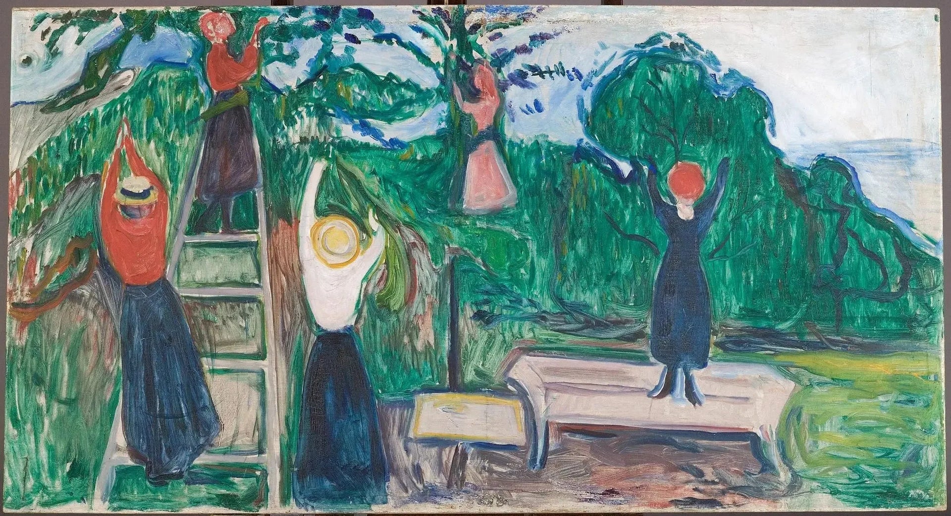 Filles cueillant des fruits (Frise Linde) - Edvard Munch image 1 tableau peint à l’huile sur toile