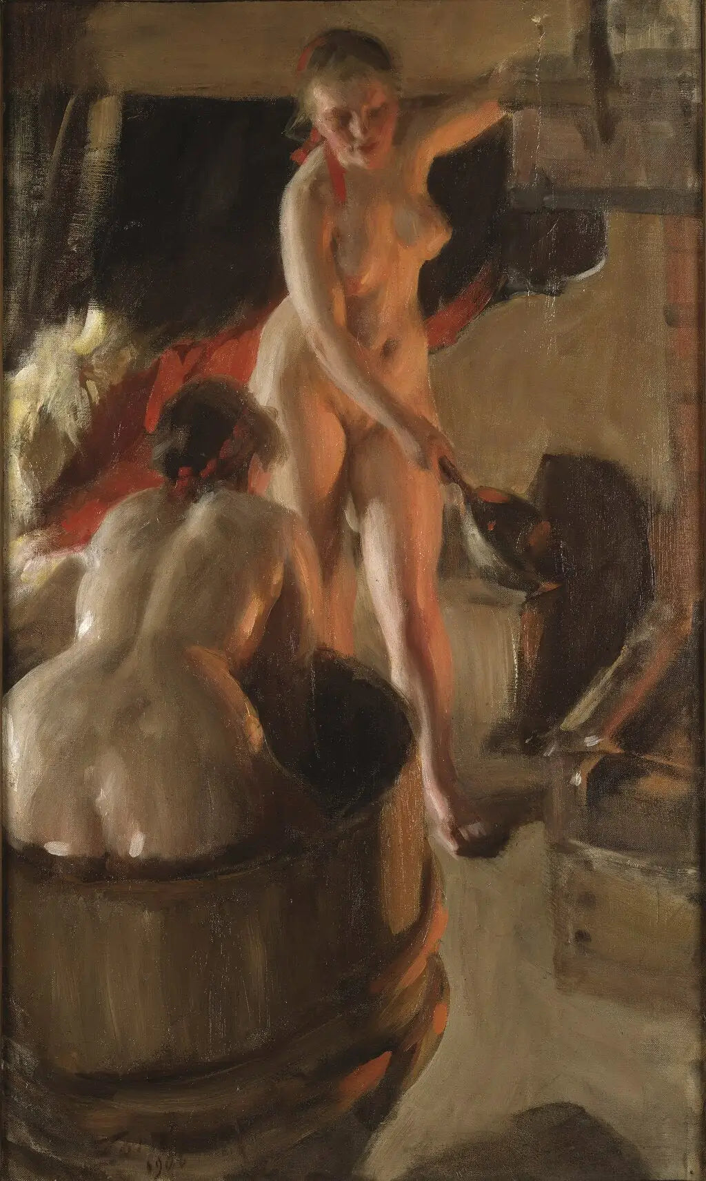 Filles de Dalécarlie au bain - Anders Zorn image 1 reproduction artisanale de tableau