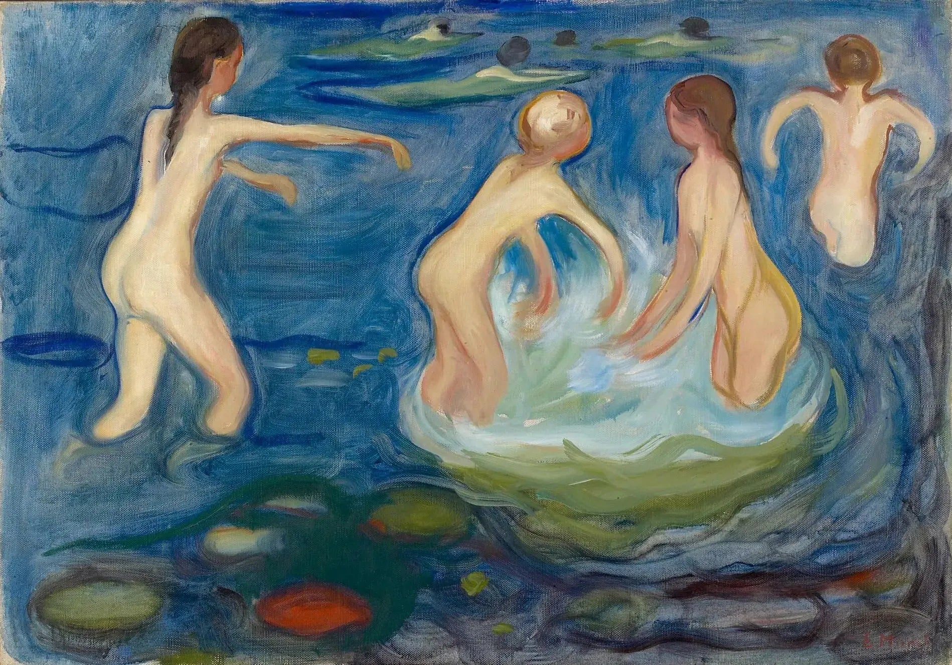 Filles se baignant - Edvard Munch image 1 tableau peint à l’huile sur toile