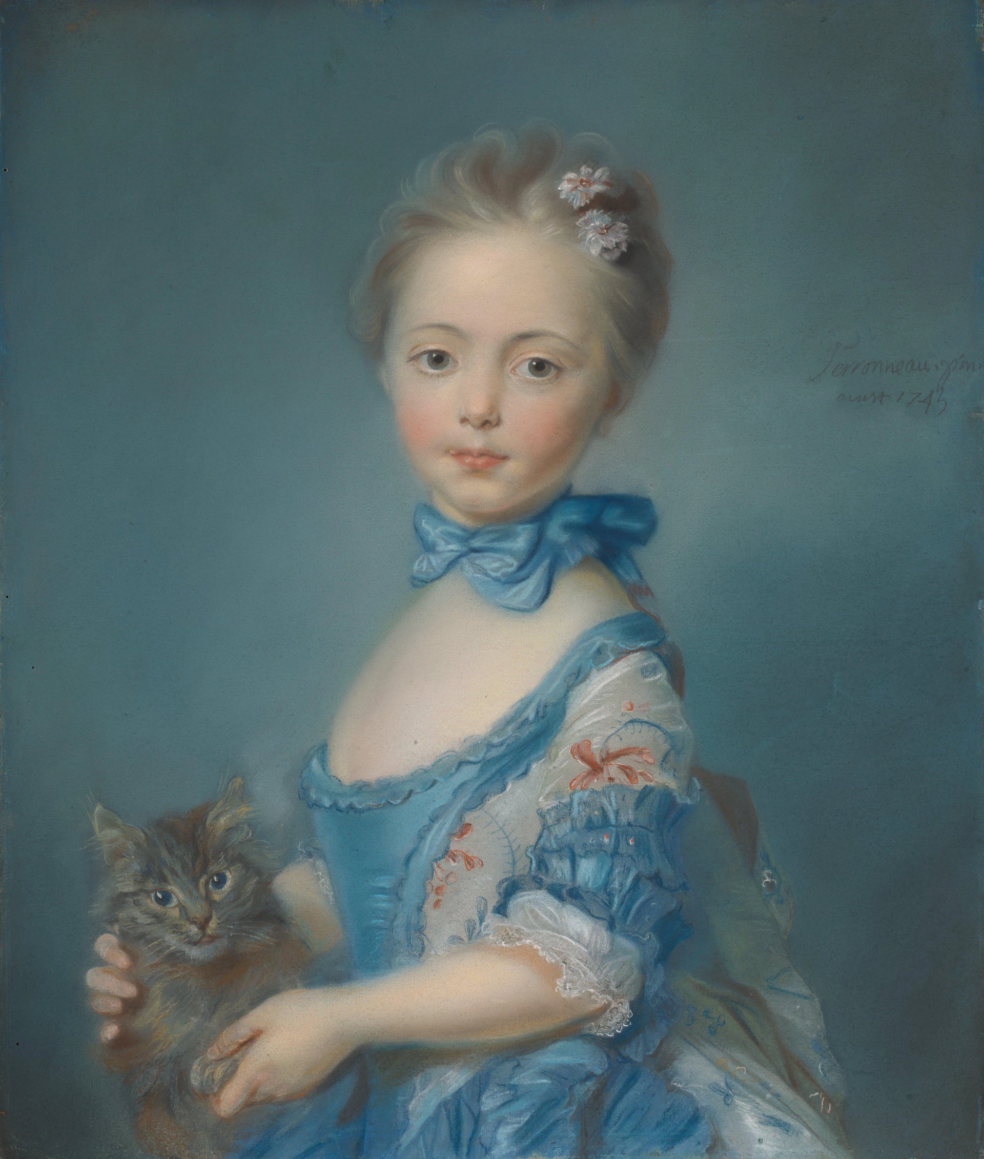 Fillette au chat - Jean-Baptiste Perronneau