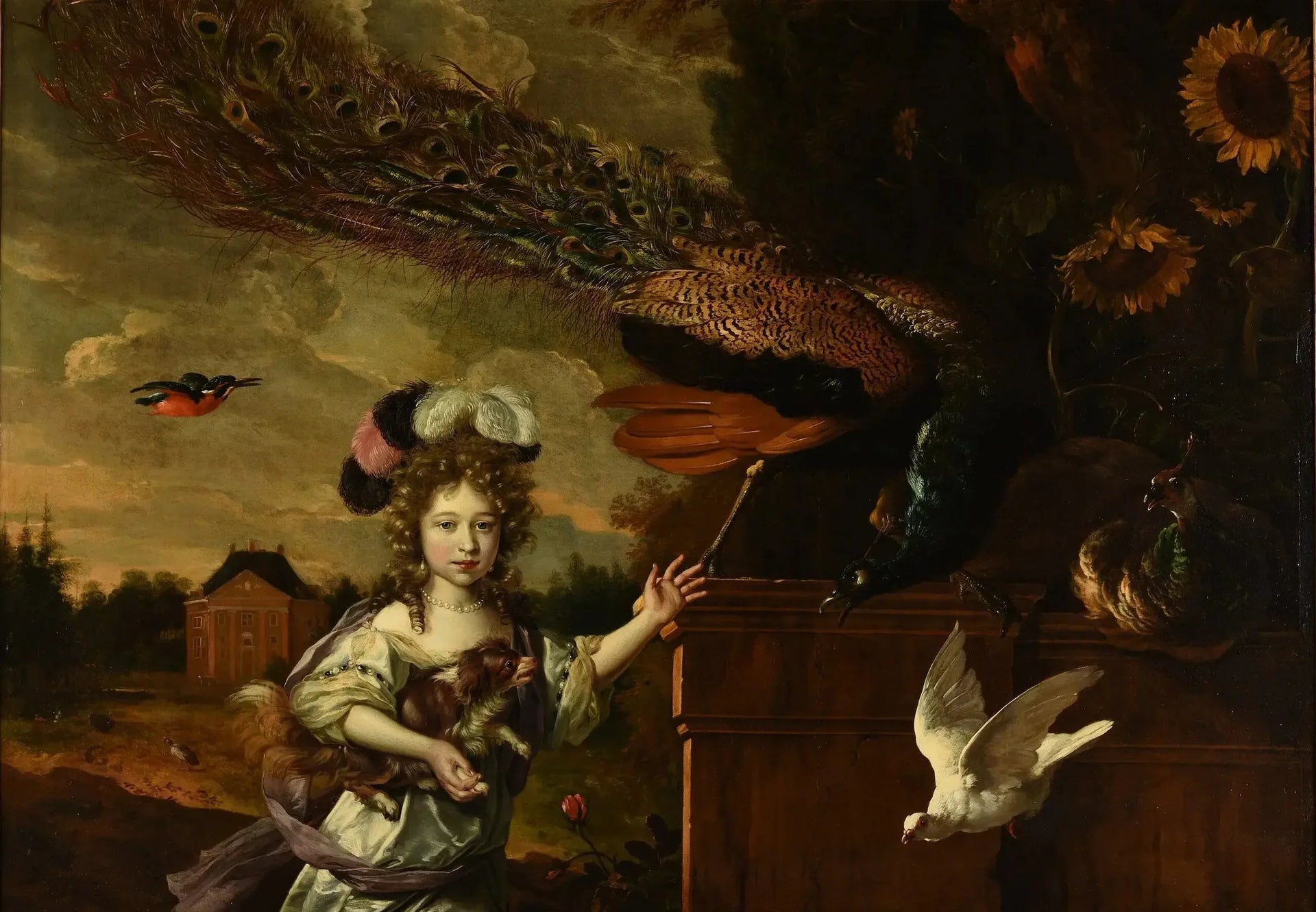 Fillette aux paons - Melchior de Hondecoeter image 1 reproduction artisanale de tableau