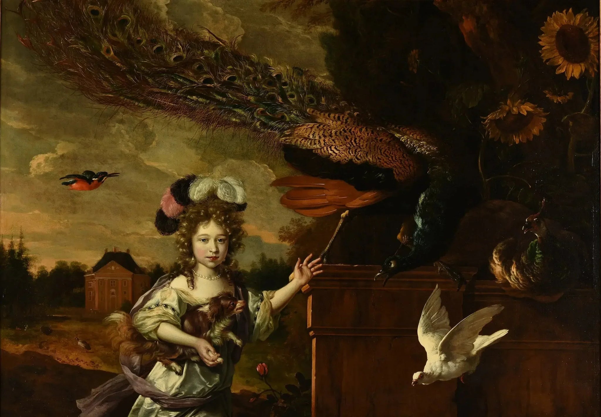 Fillette aux paons - Melchior de Hondecoeter image 1 reproduction artisanale de tableau