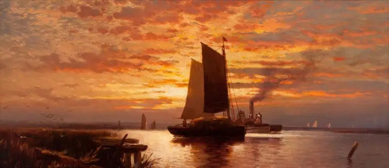 Fin de la journée, port de New York - Edward Moran image 1 reproduction de peinture à l’huile