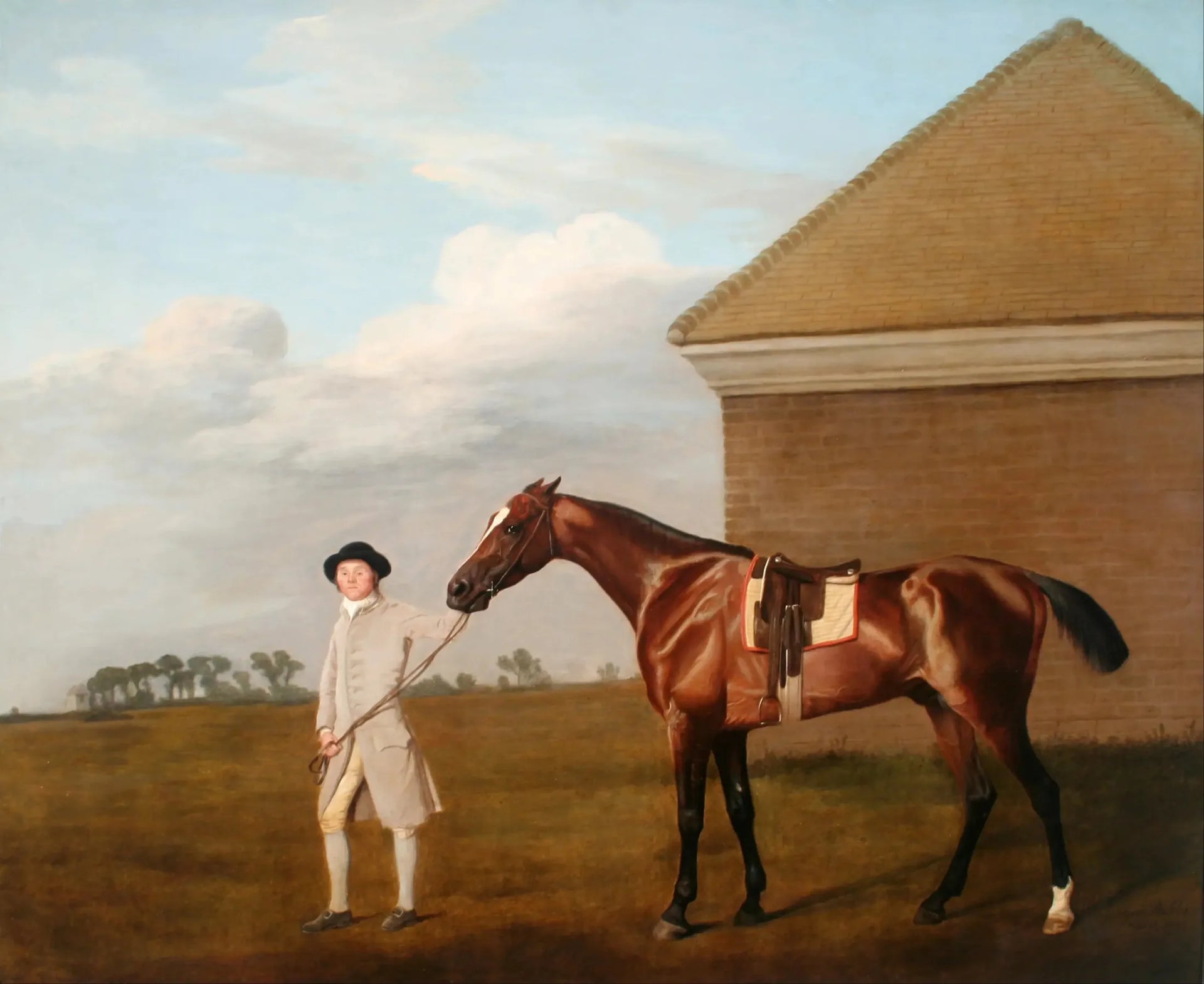 Firetail avec son entraîneur près de la Rubbing-Down House sur Newmarket Heath - George Stubbs image 1 reproduction d’œuvre d’art à l’huile
