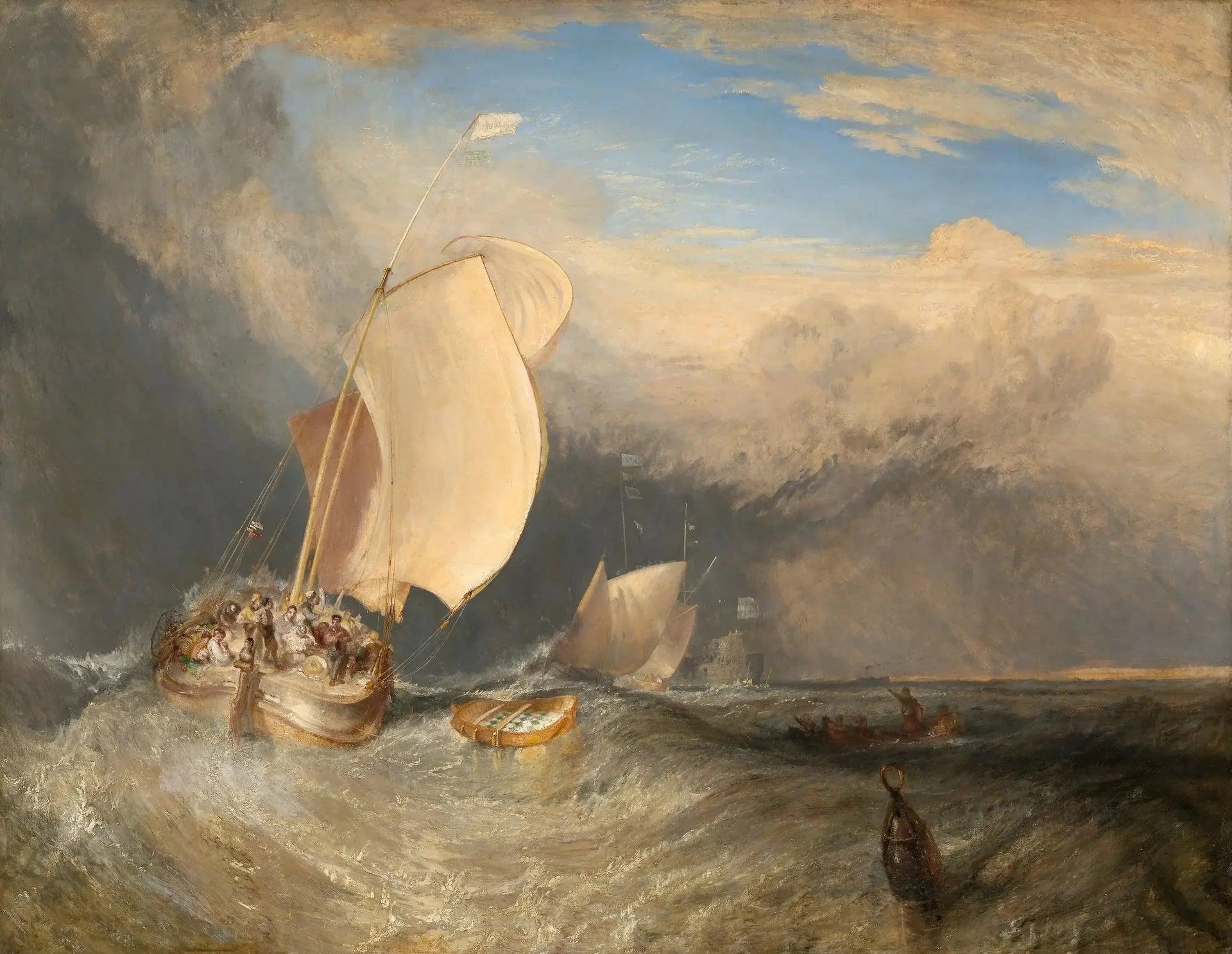 Fishing Boats with Hucksters Bargaining for Fish - J. M. W. Turner image 1 reproduction de peinture à l’huile