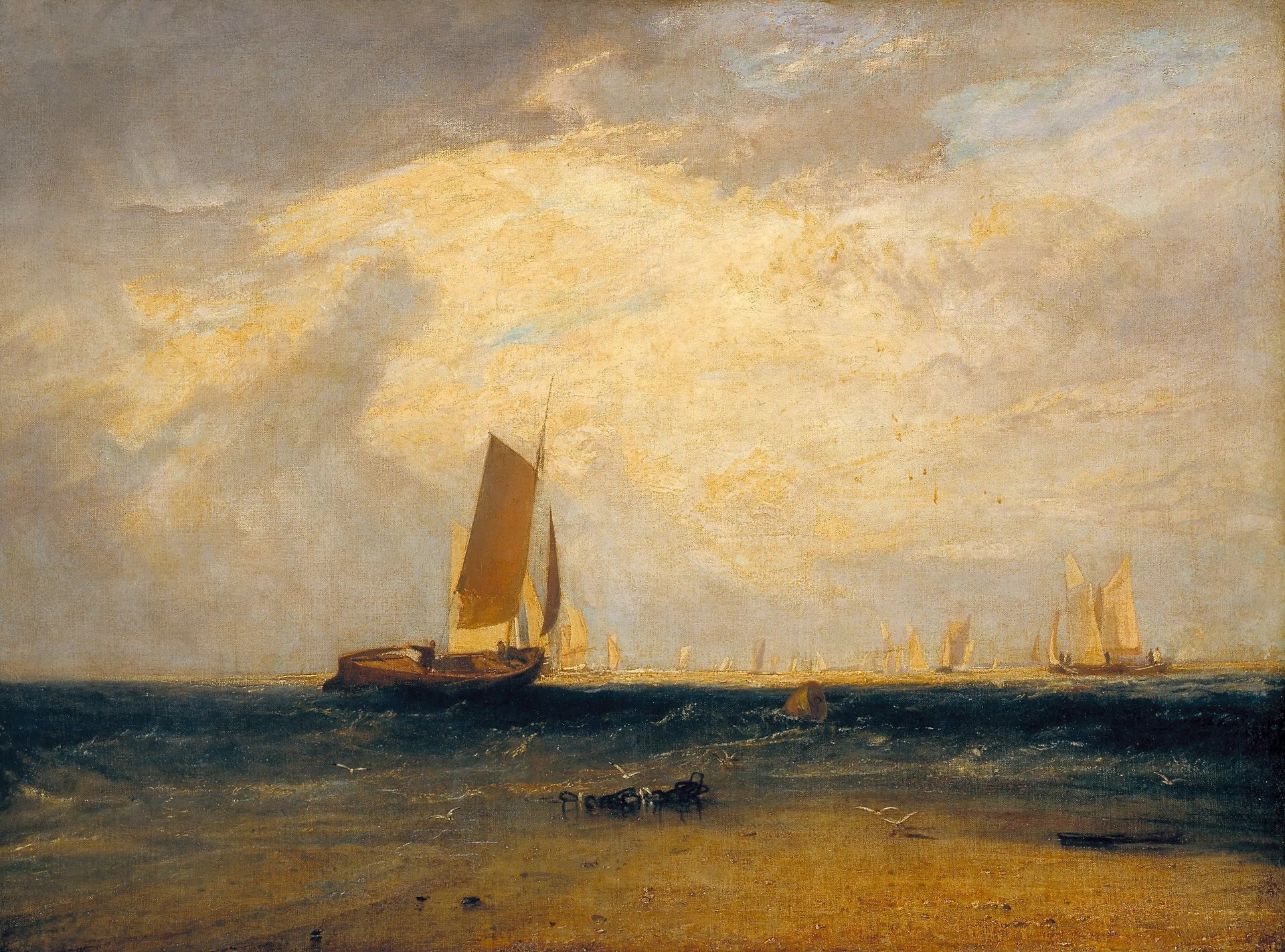 Fishing upon the Blythe-Sand, Tide Setting In - J. M. W. Turner image 1 tableau peint à l’huile sur toile