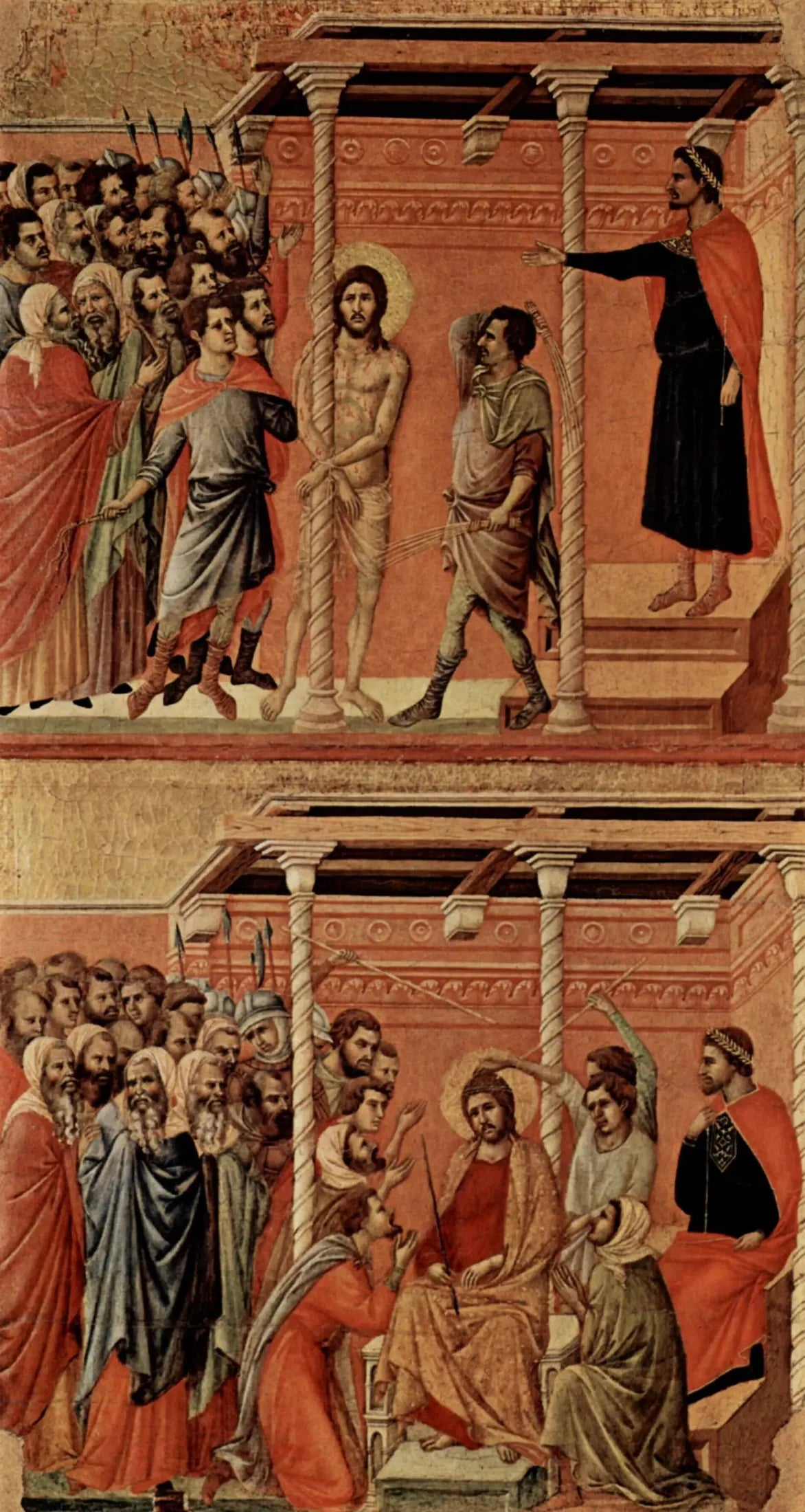 Flagellation (en haut) ; Christ couronné d'épines (en bas) - Duccio di Buoninsegna image 1 tableau peint à l’huile sur toile