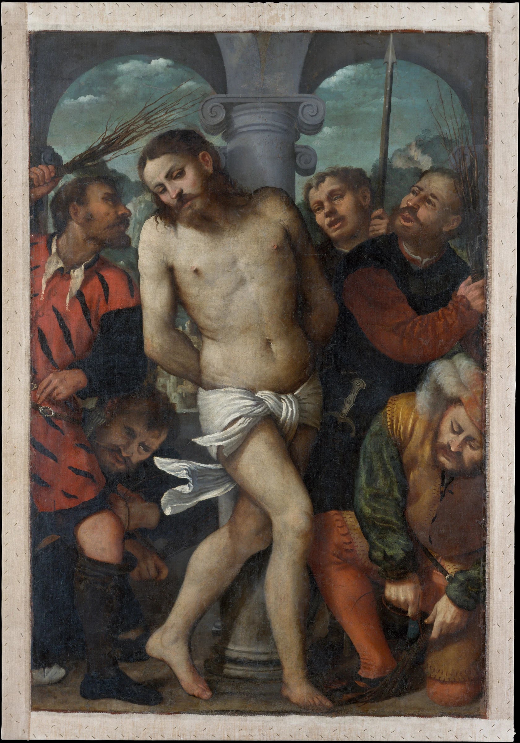 La Flagellation ; (verso) La Madone de la Miséricorde - Girolamo Romanino