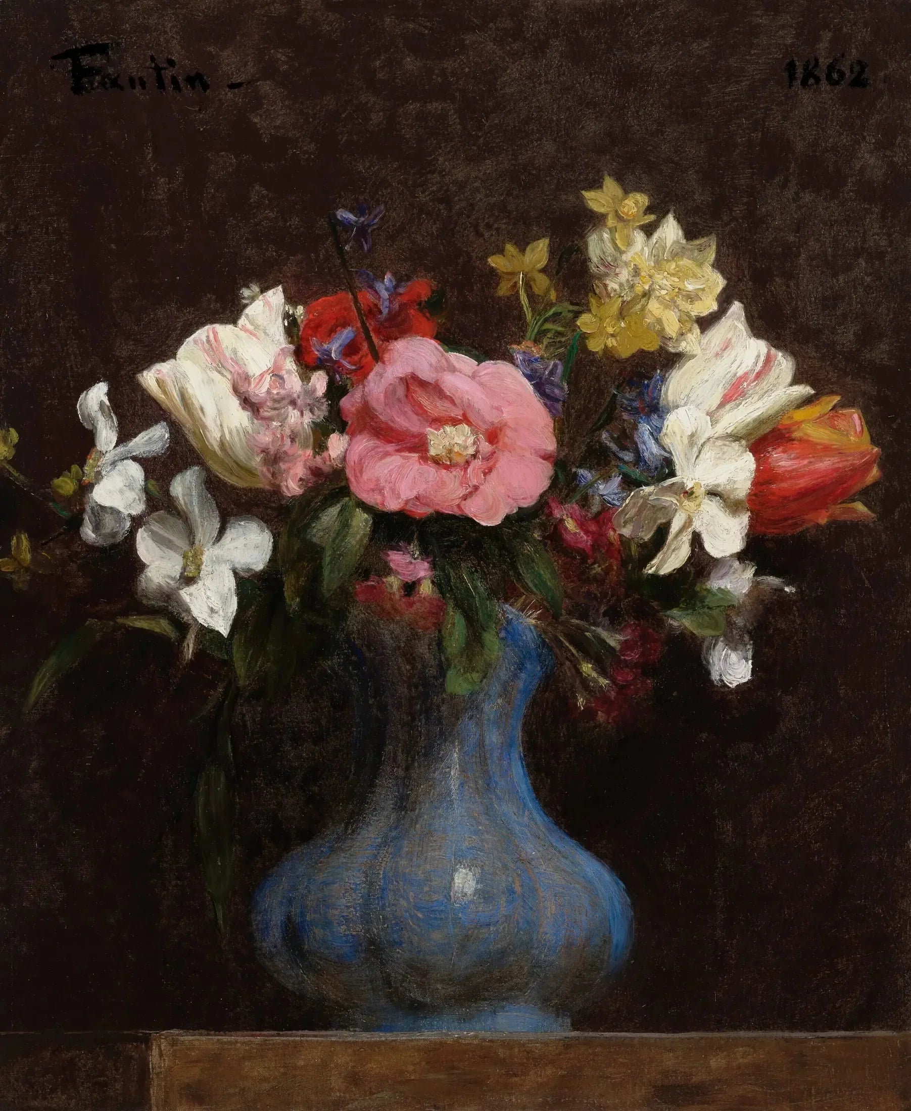 Fleurs, camélias et tulipes - Henri Fantin-Latour image 1 reproduction artisanale de tableau