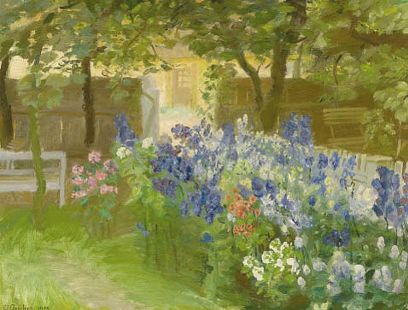 Fleurs dans le jardin de Brøndum, vue vers 