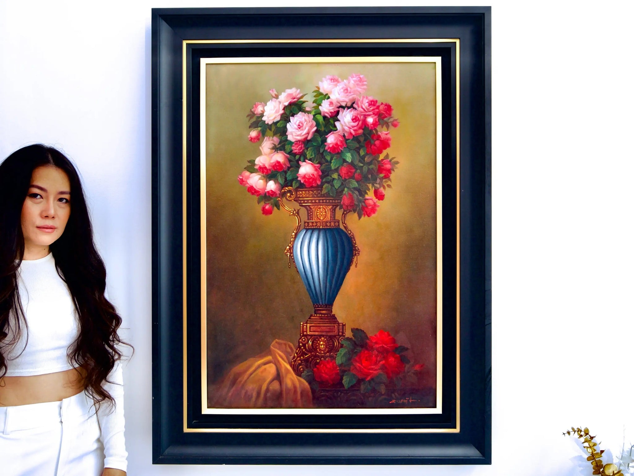 Fleurs dans un Vase Antique | 60 x 90 cm image 2 reproduction artisanale de tableau