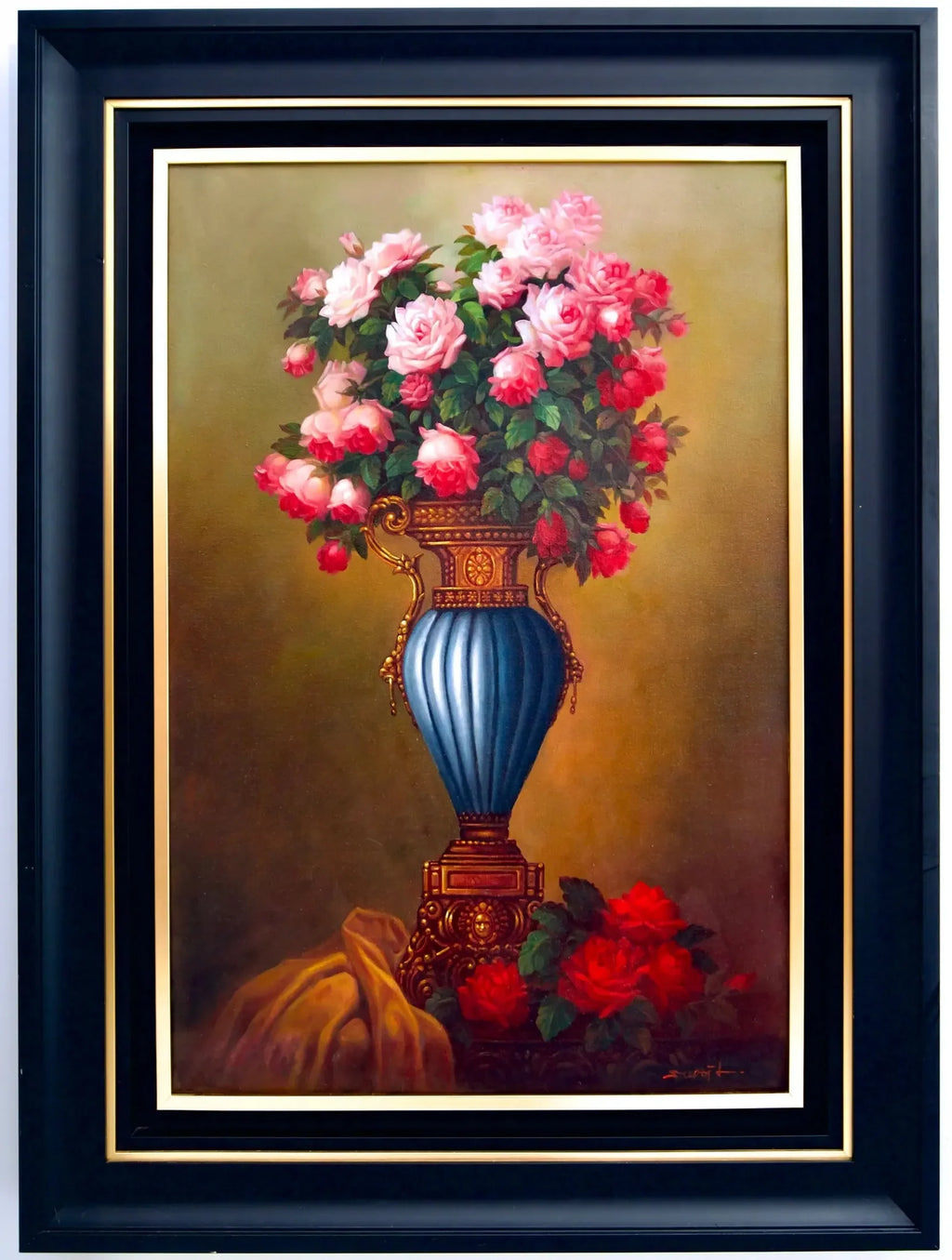 Fleurs dans un Vase Antique | 60 x 90 cm image 4 reproduction d’œuvre d’art à l’huile
