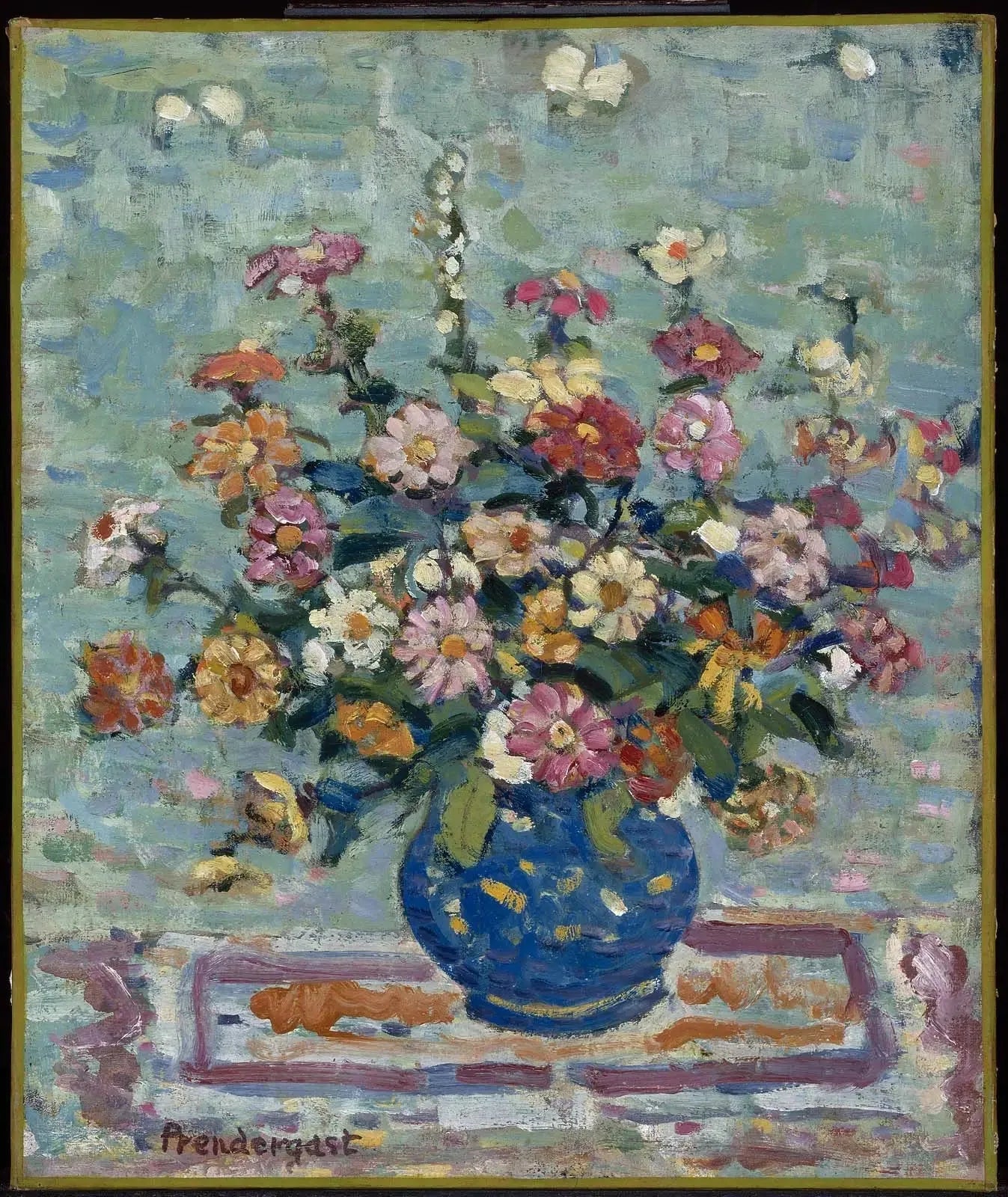 Fleurs dans un vase bleu - Maurice Prendergast image 1 copie peinte à la main à l’huile