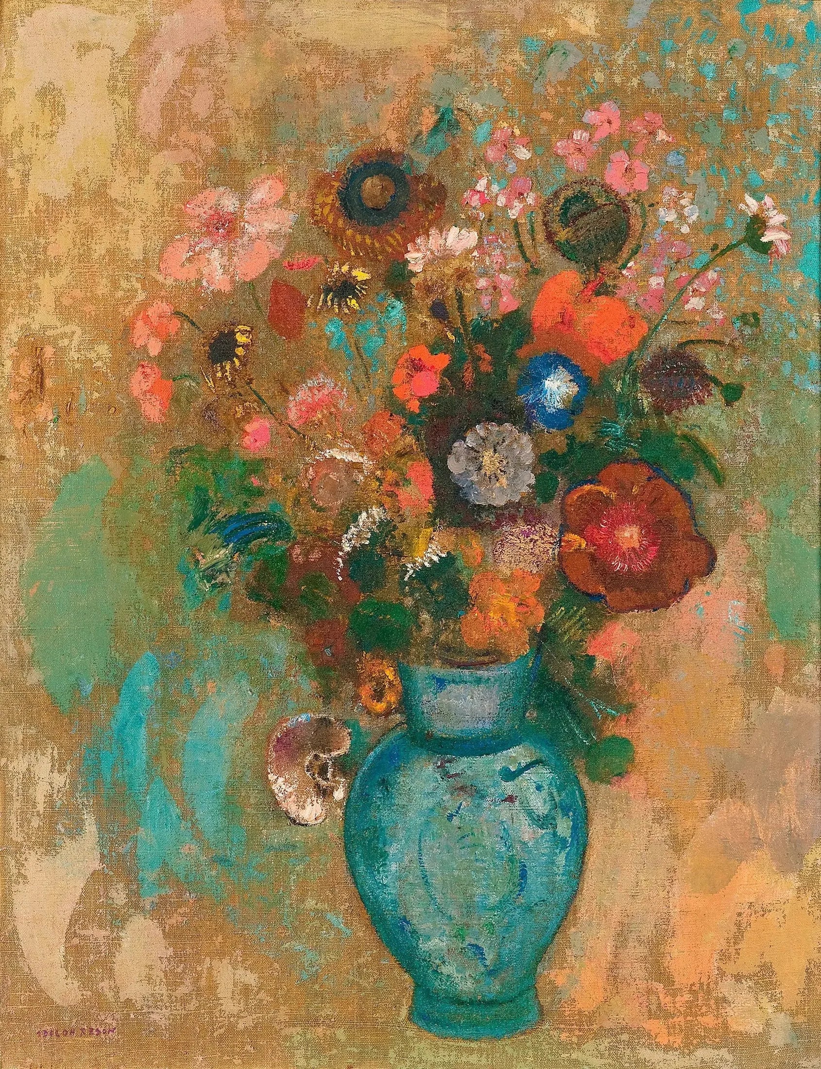 Fleurs dans un Vase bleu - Odilon Redon image 1 reproduction réalisée par Alpha Reproduction