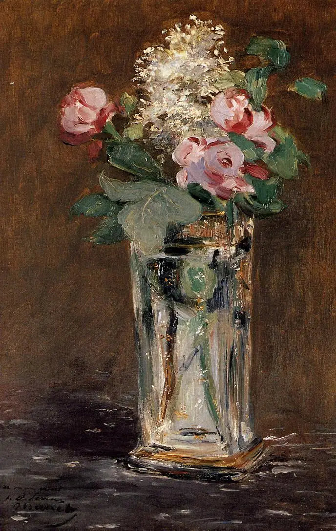 Fleurs dans un vase de cristal - Édouard Manet image 1 tableau peint à l’huile sur toile