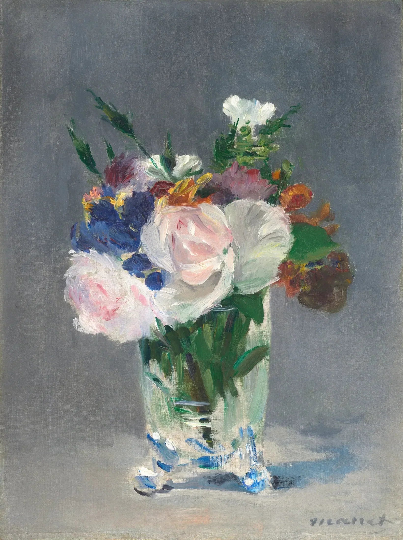 Fleurs dans un vase en cristal - Édouard Manet image 1 copie de tableau peinte à la main