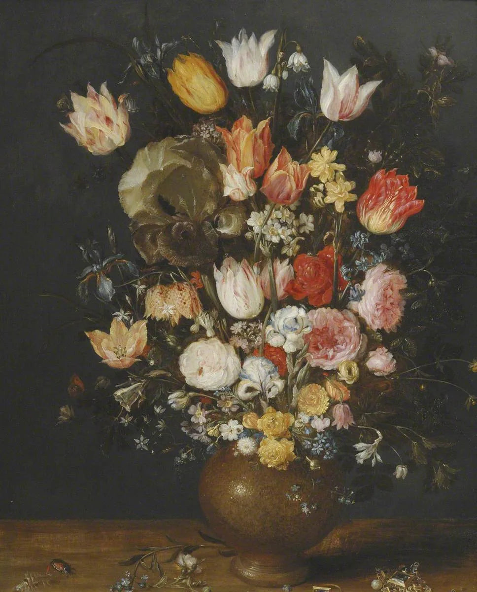 Fleurs dans un vase en grès - Jan Brueghel l'Ancien image 1 tableau peint à l’huile sur toile