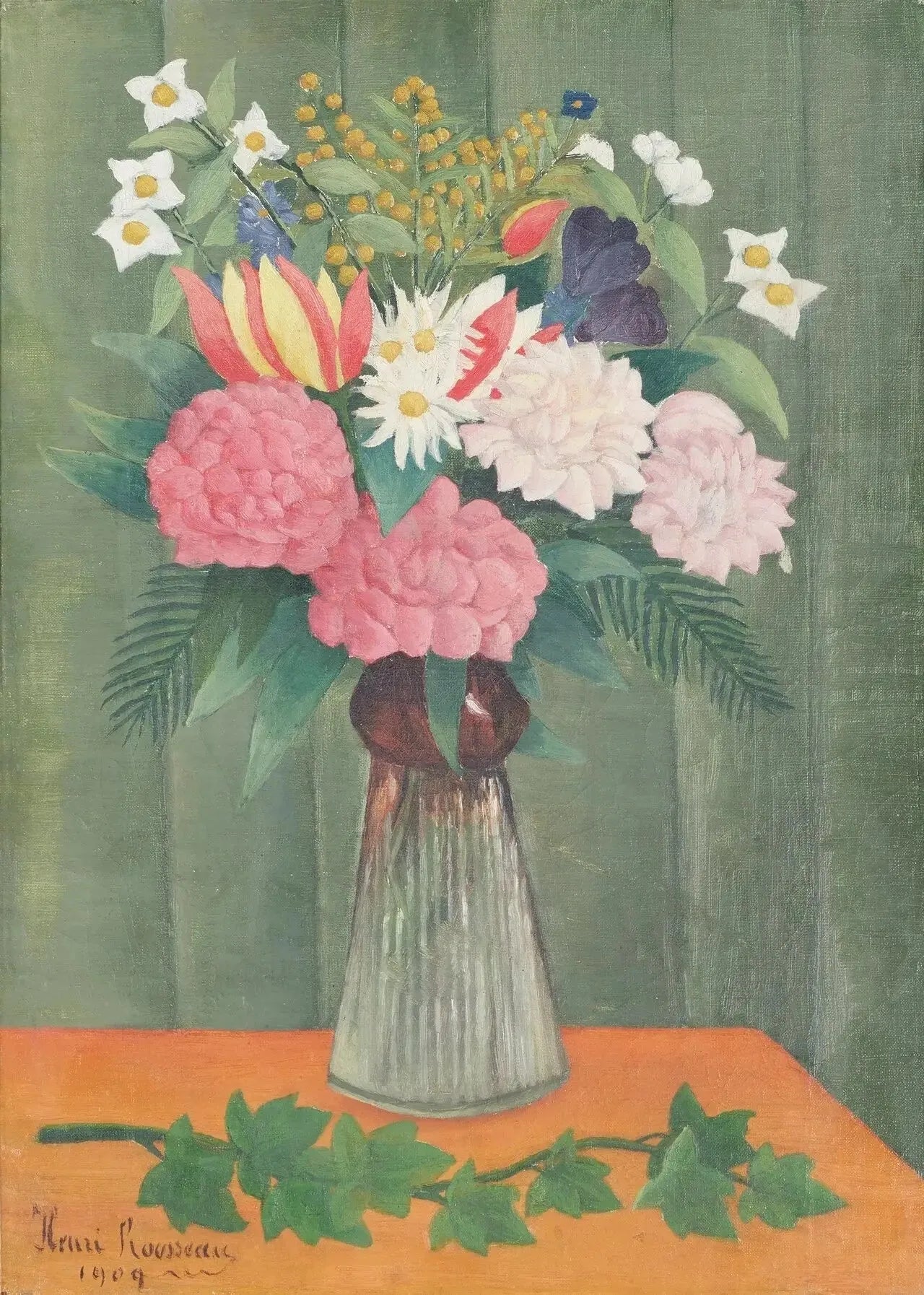 Fleurs dans un vase - Henri Rousseau image 1 copie peinte à la main à l’huile