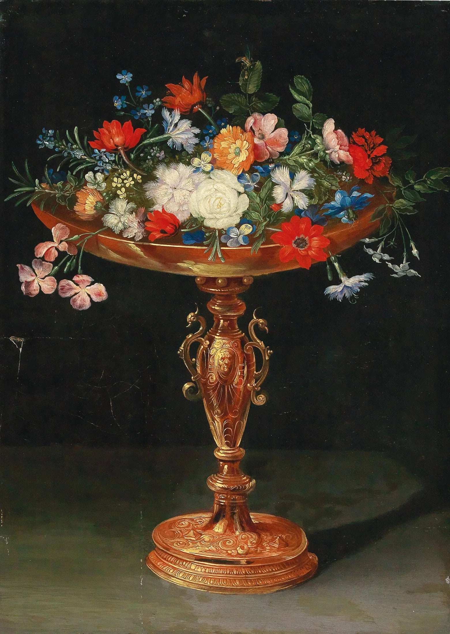 Fleurs dans une coupe dorée - Jan Brueghel le Jeune image 1 reproduction réalisée par Alpha Reproduction