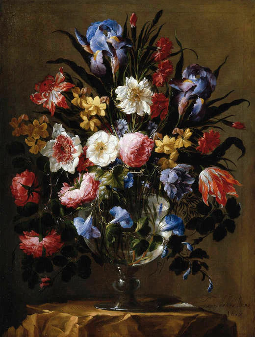 Fleurs dans un vase en verre - Juan de Arellano