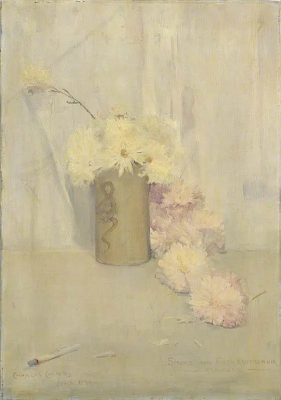 Fleurs de fumée et de chrysanthème - Charles Conder image 1 reproduction artisanale de tableau
